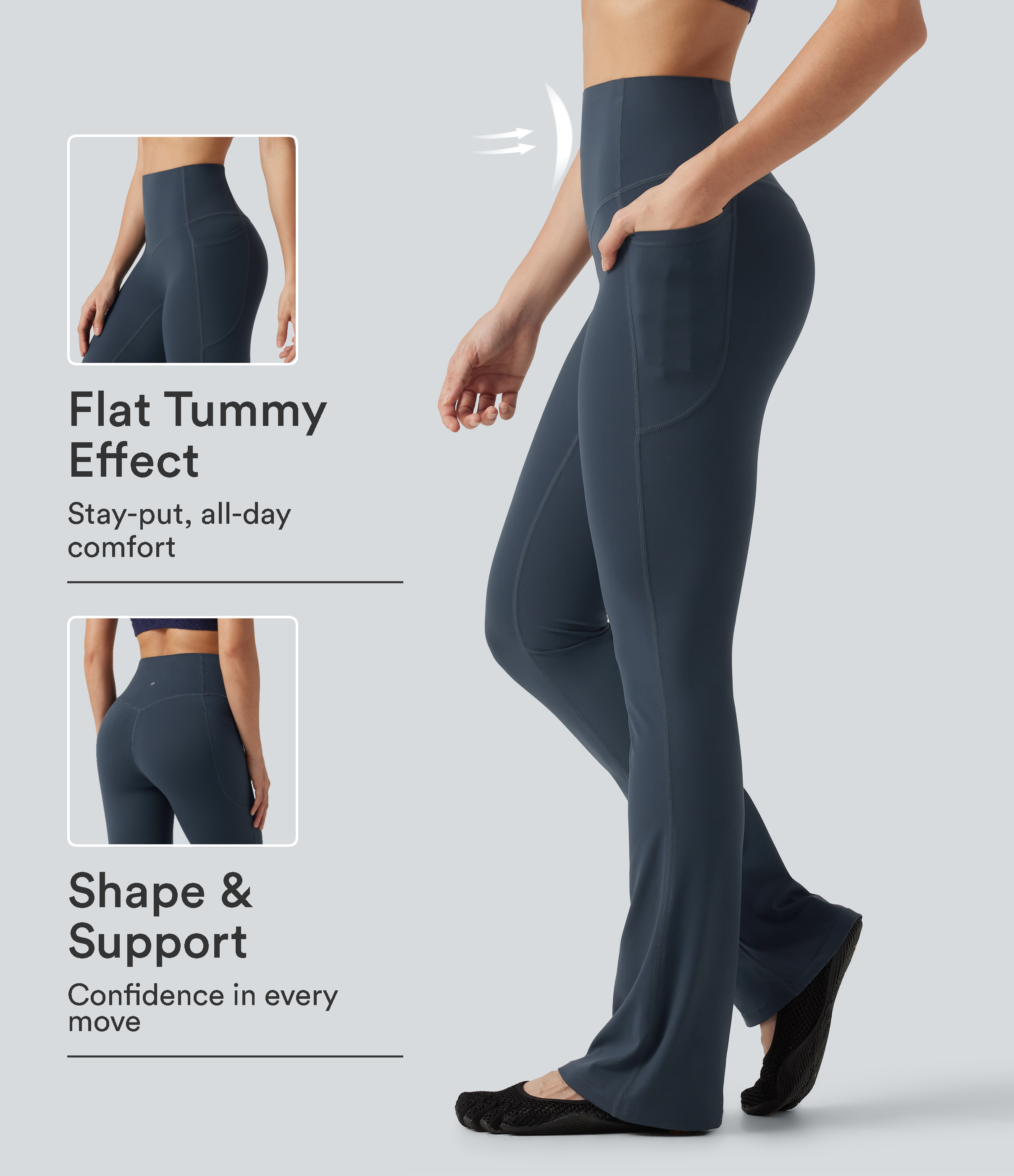Halara UltraSculpt™ High Waisted Tummy Control Shaping Bootcut Yoga Leggings with Pockets