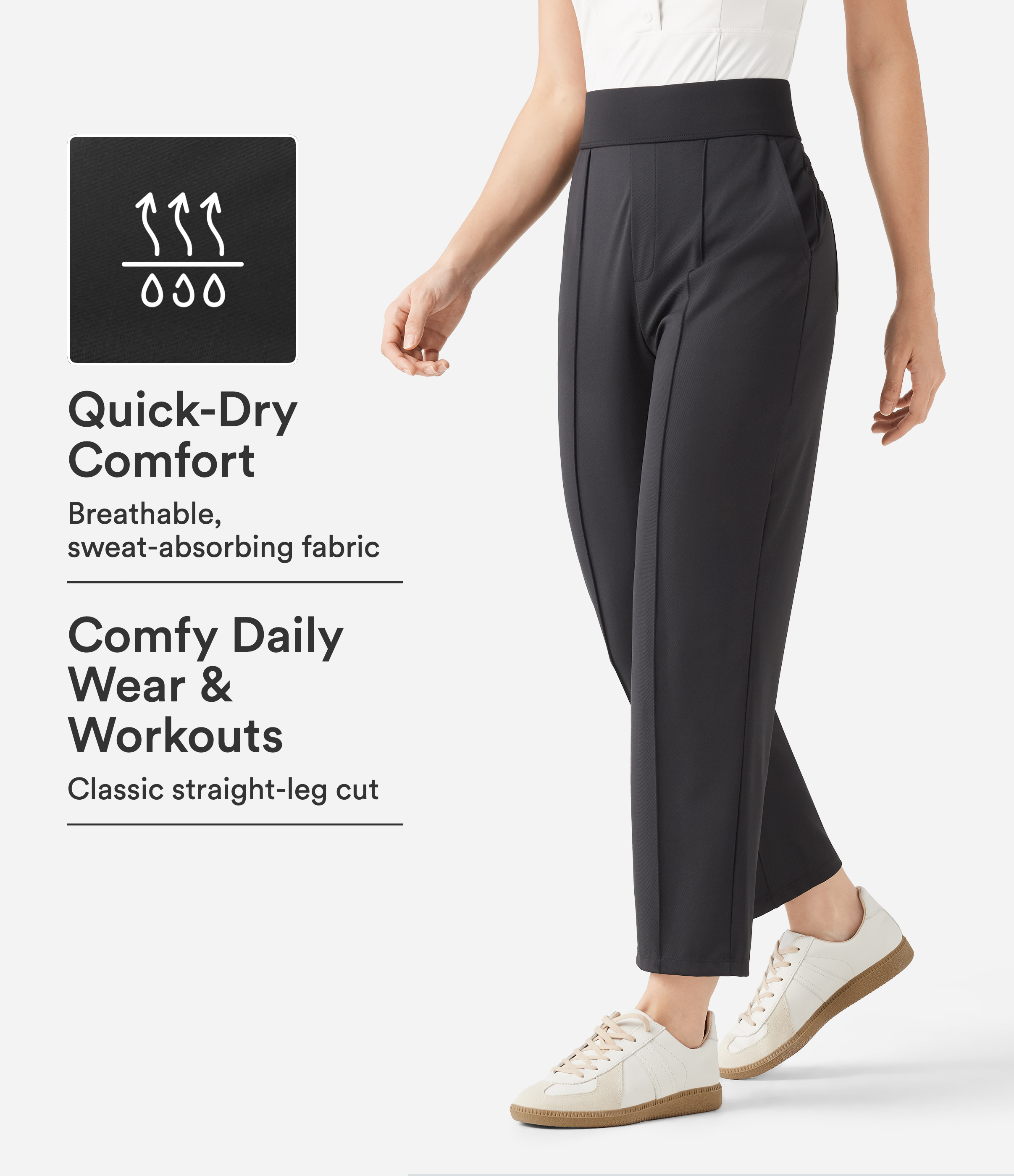 Mid High Waisted Pockets Quick Dry Golf Pants-Golf Tee-UPF40+
