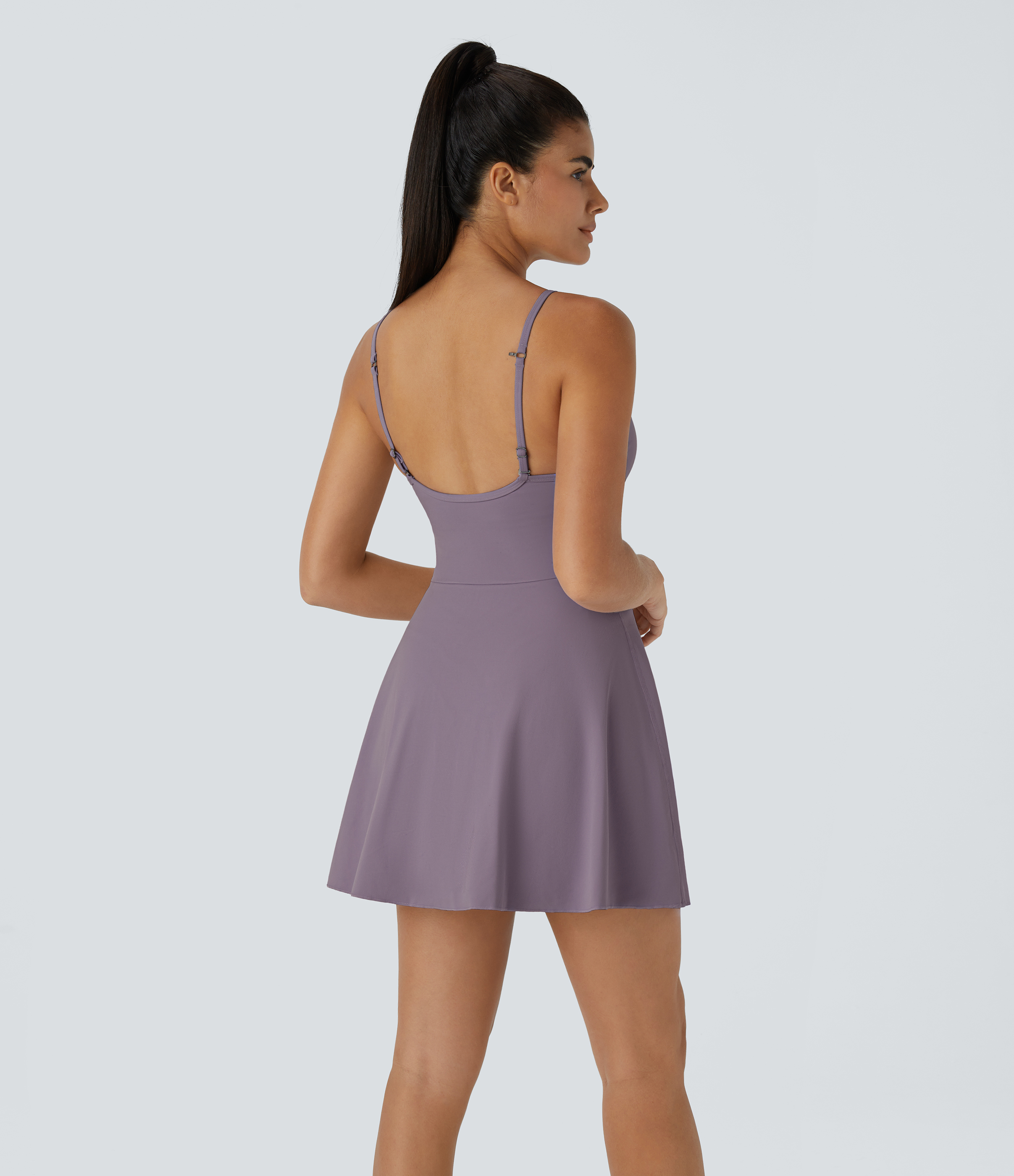 Tulip Purple Softlyzero™ robe nuisette active mini 2-en-1 avec poche, dos nu, bretelle réglable, en peluche / 2