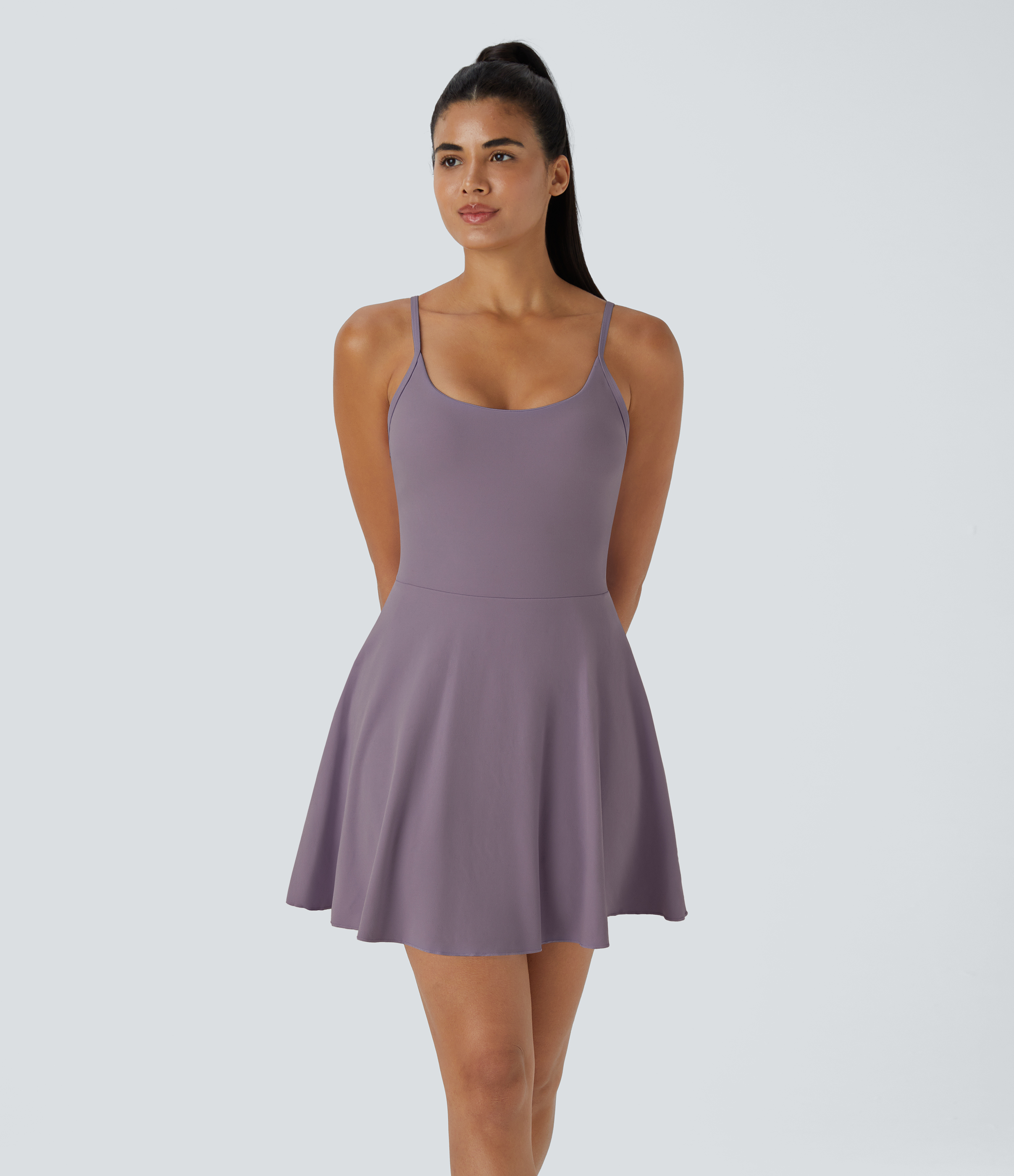Tulip Purple Softlyzero™ robe nuisette active mini 2-en-1 avec poche, dos nu, bretelle réglable, en peluche / 1