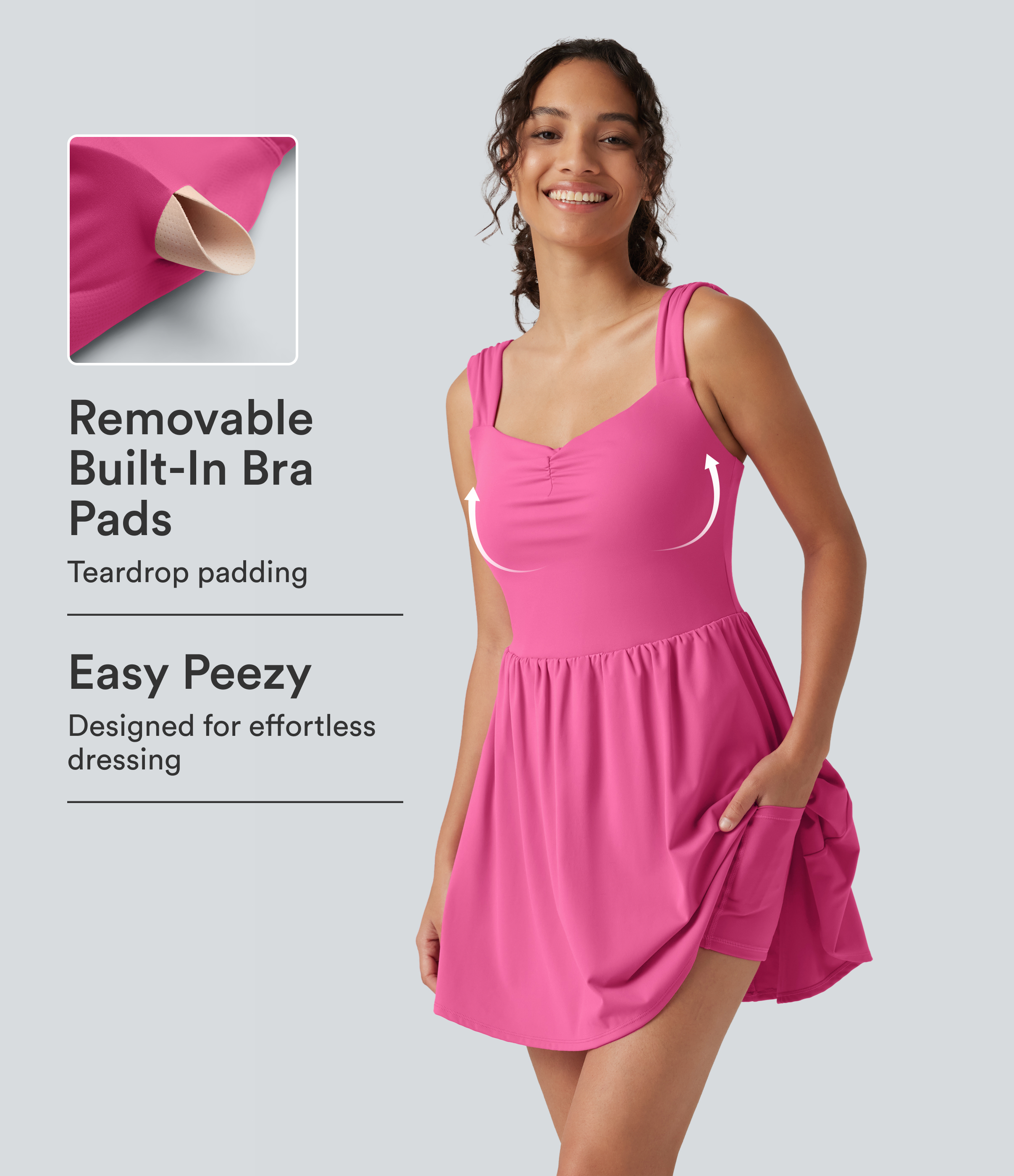 Softlyzero™ Plush Sweetheart Neck Built-in Bra 2-in-1 Mini Casual Dress with Pockets-Easy Peezy Edition B-E Cups