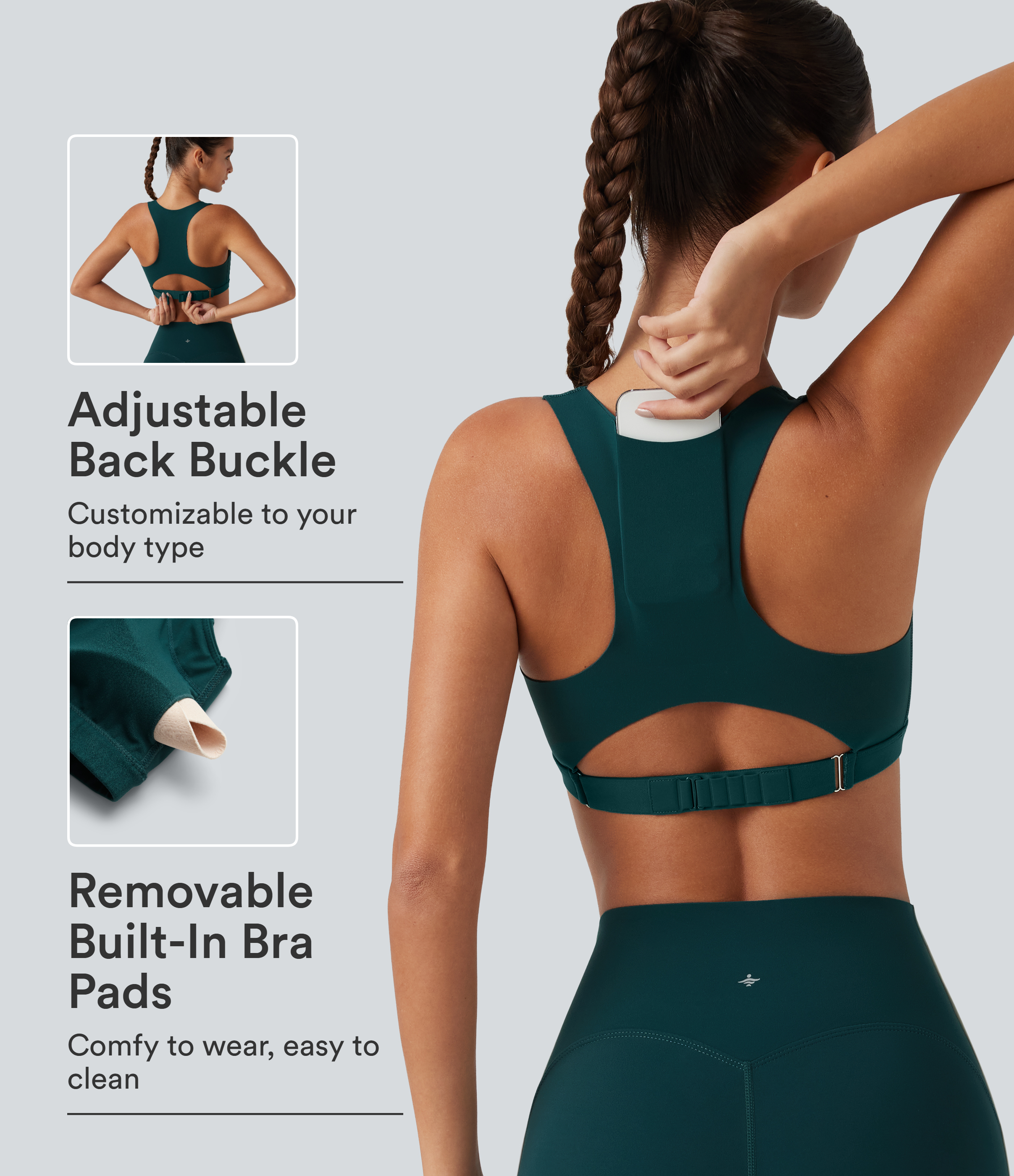 Halara UltraSculpt™ Medium Support U Neck Built-in Bra Racerback Training Sports Bra with Pocket