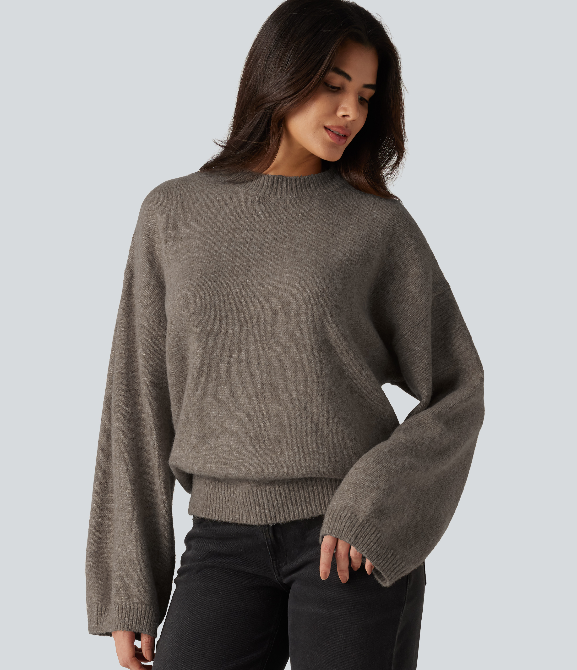 Stand Collar Long Sleeve Work Sweater