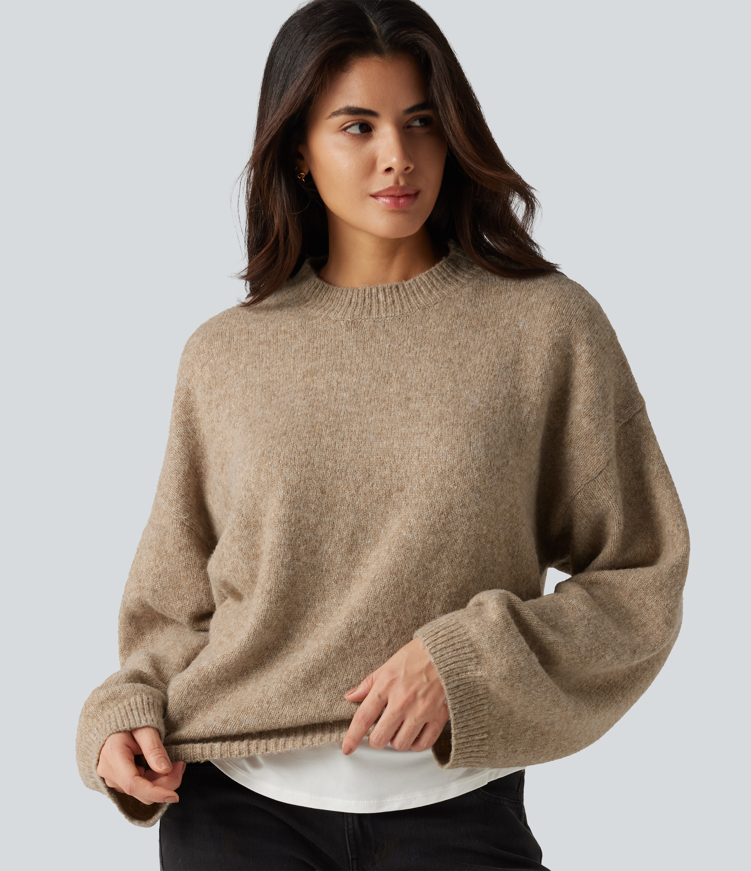 Stand Collar Long Sleeve Work Sweater