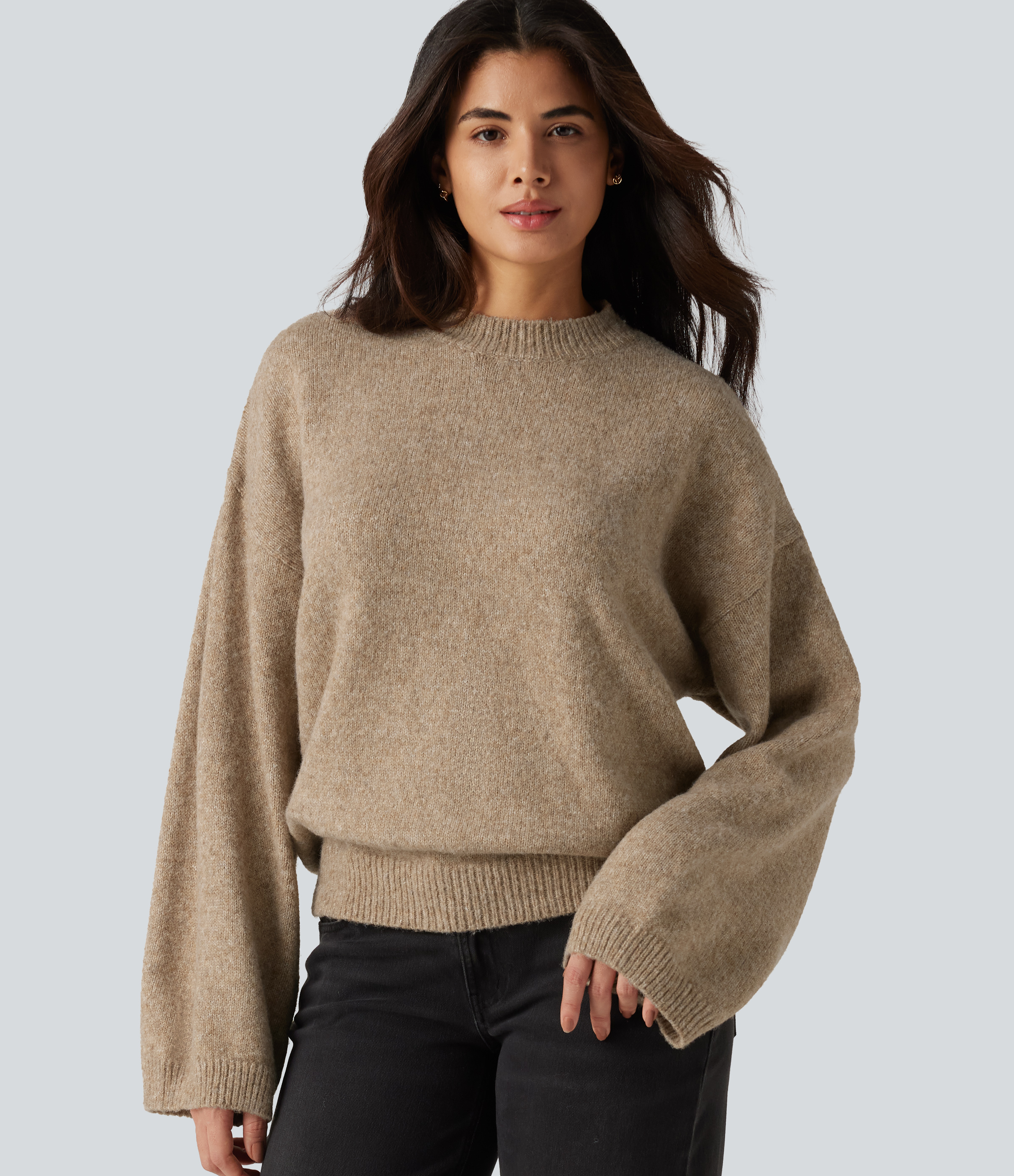 Stand Collar Long Sleeve Work Sweater