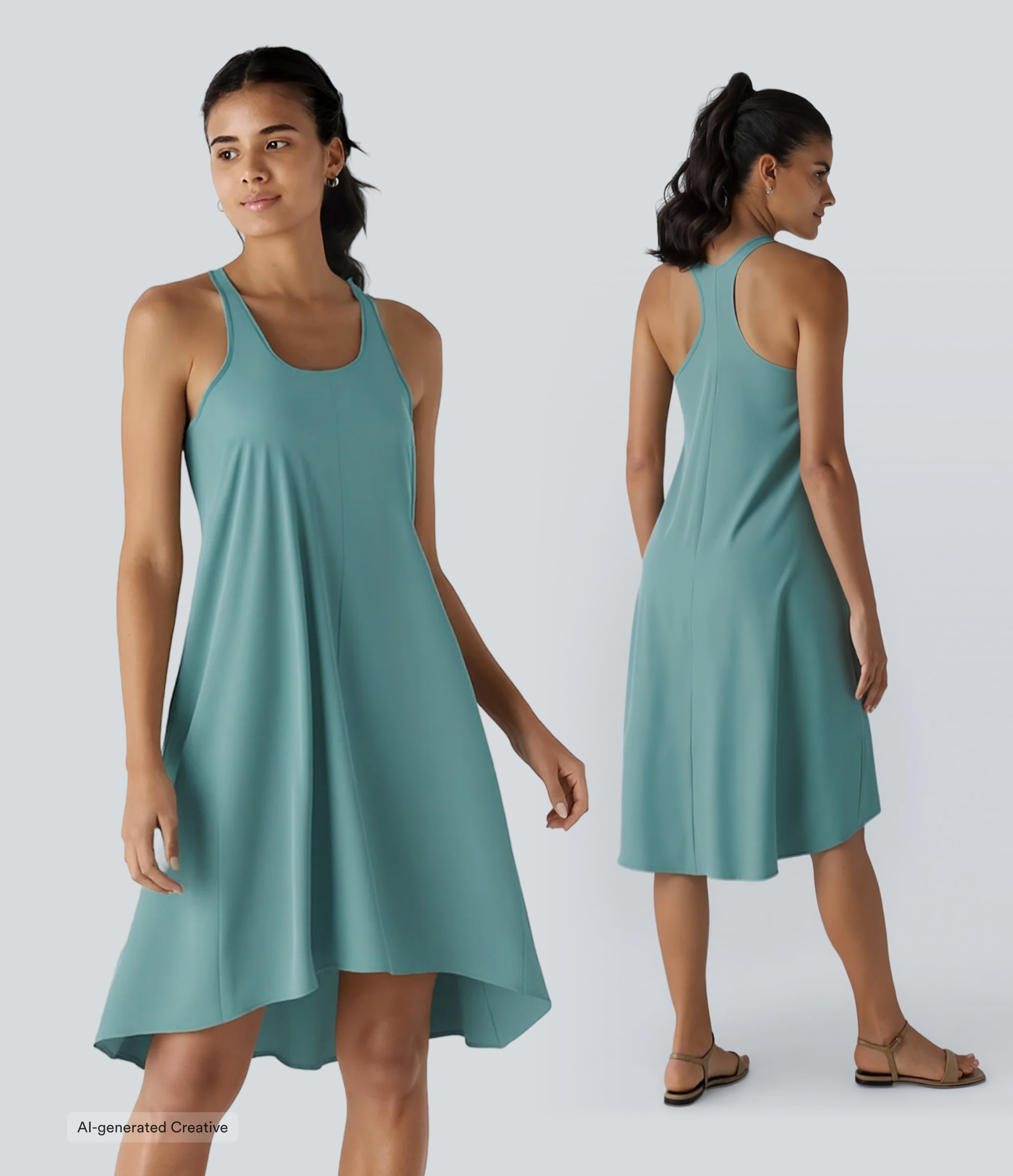 Breezeful™ RacerPocket High Low Flowy Midi Quick Dry Casual Dress