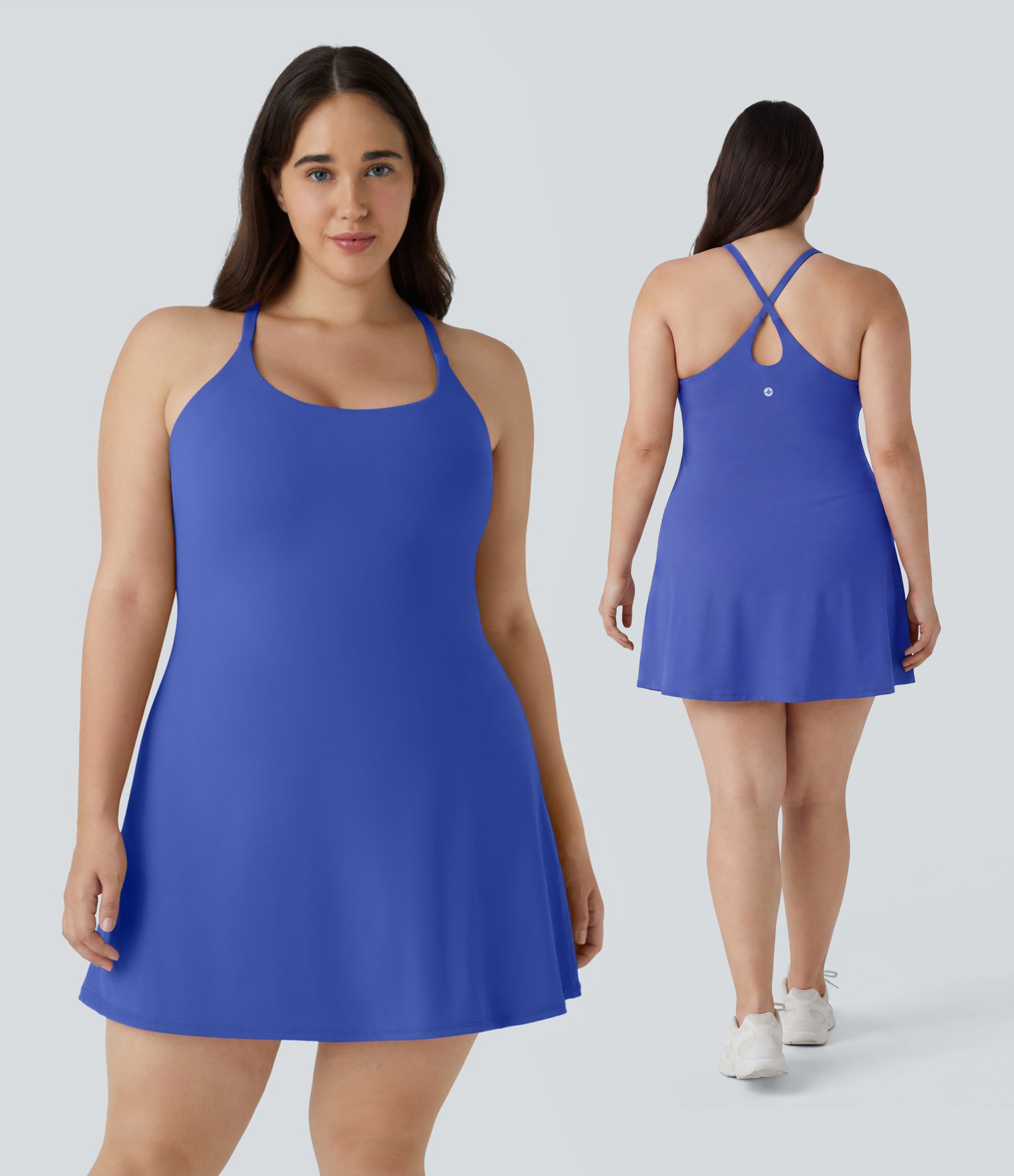 Everyday SoftlyZero™ Plush Backless 2-in-1 Flare Workout Plus Size Dress-Wannabe-Easy Peezy