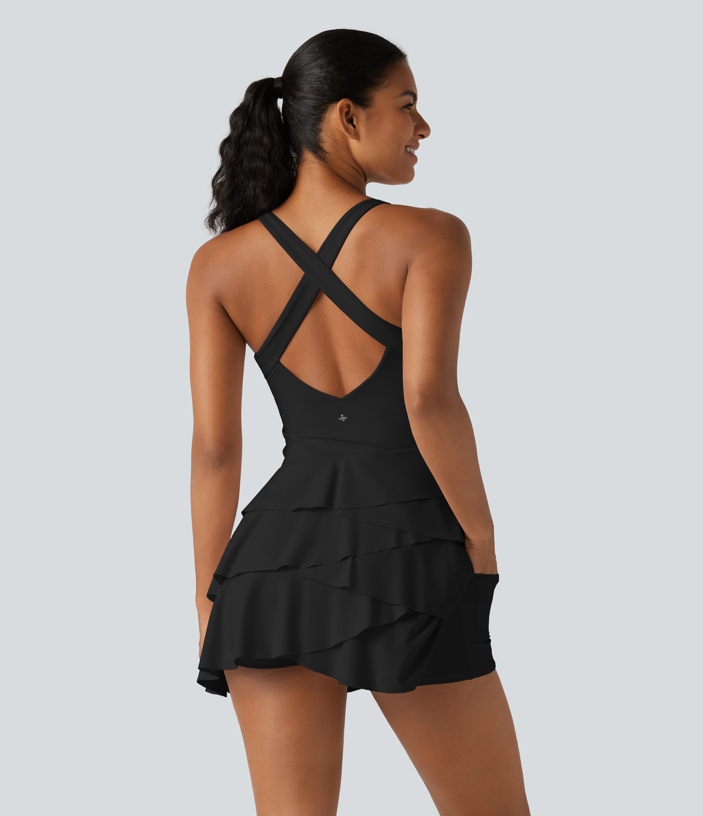 SoftlyZero™ Airy Built-in Bra Layered Ruffle Hem 2-in-1 InstantCool Mini Tennis Active Dress with Pockets-Easy Peezy Edition