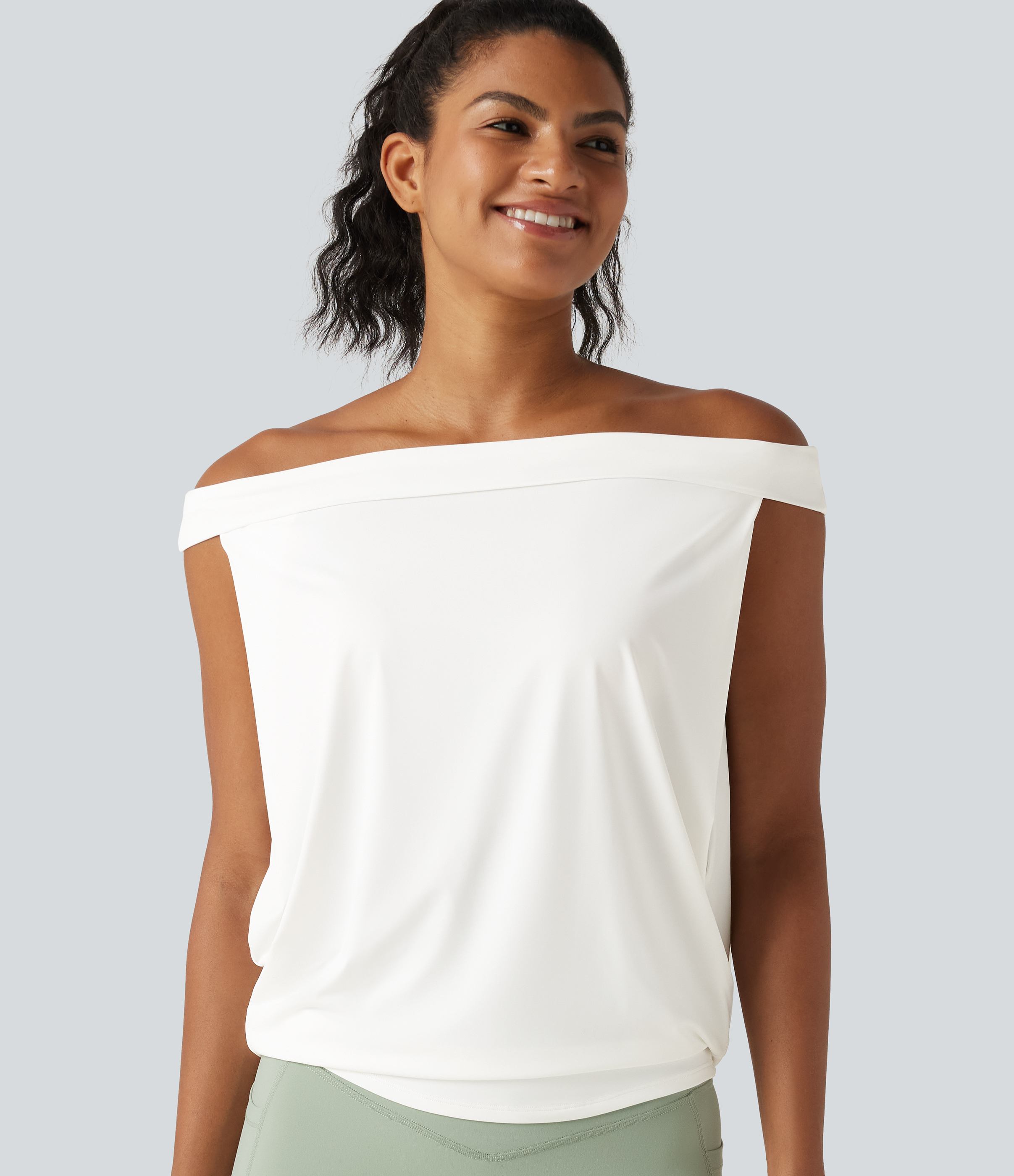 Off Shoulder InstantCool Workout Sports Top-UPF50+