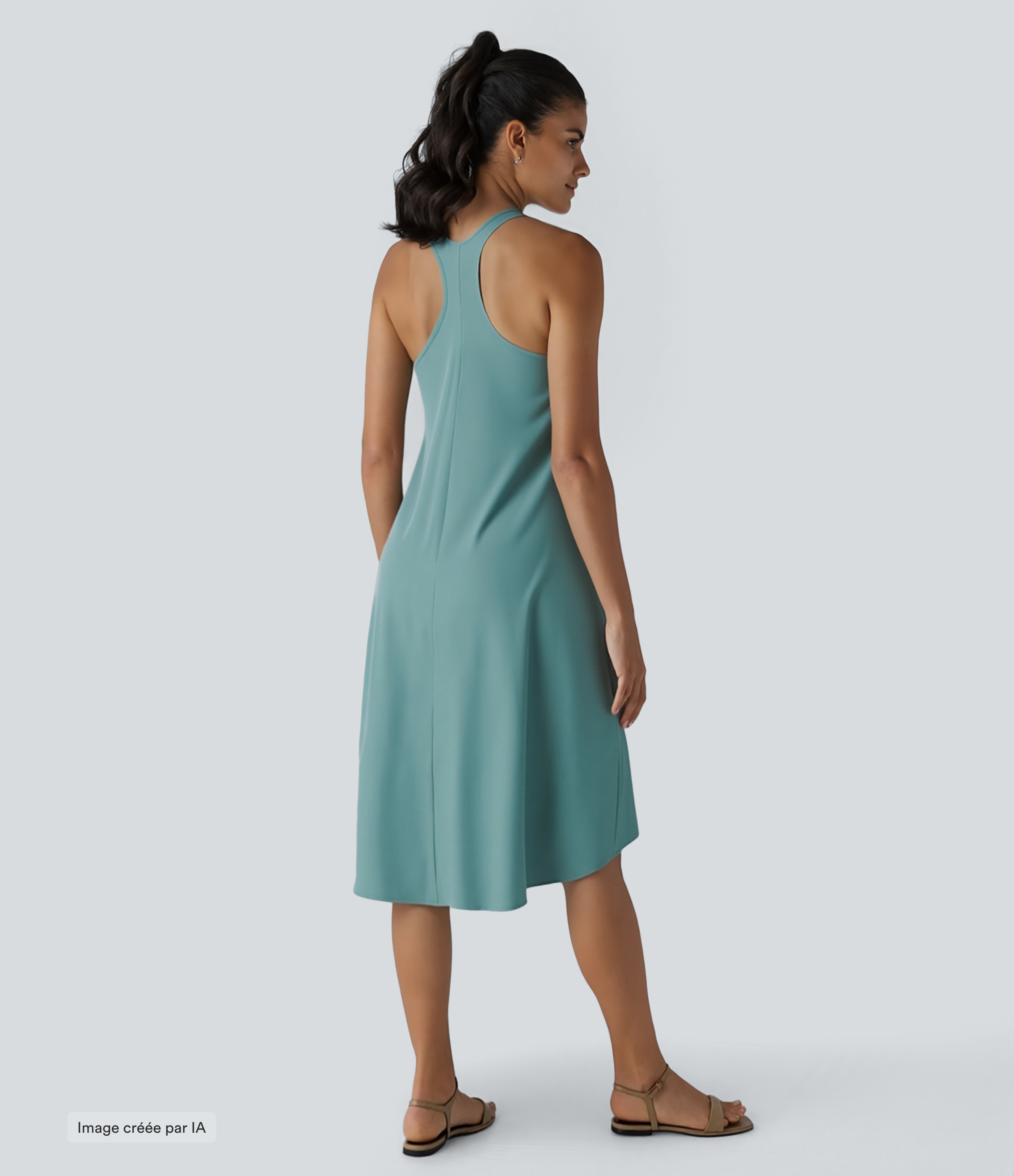Stone Blue Robe décontractée mi-longue Breezeful™ dos nageur poche latérale fluide asymétrique séchage rapide A-C / 2