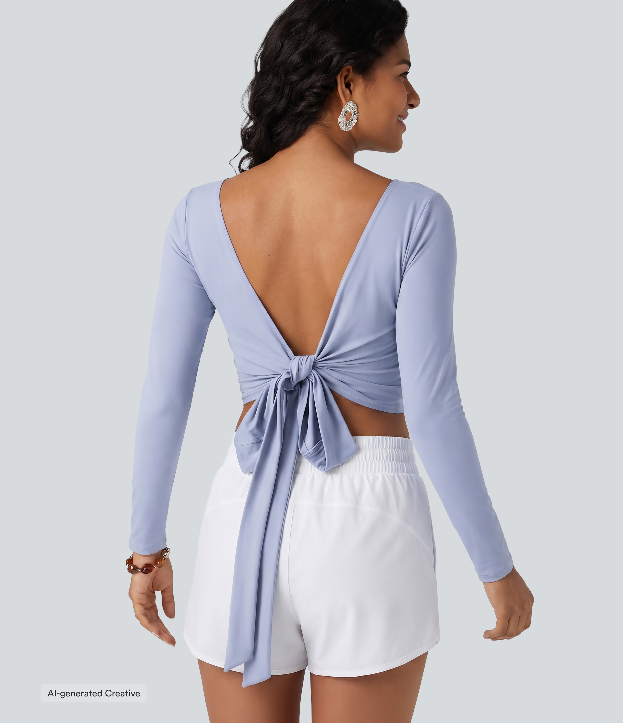 SoftlyZero™ Long Sleeve Thumb Holes Crossover Wrap Tie Casual Top-UPF50+