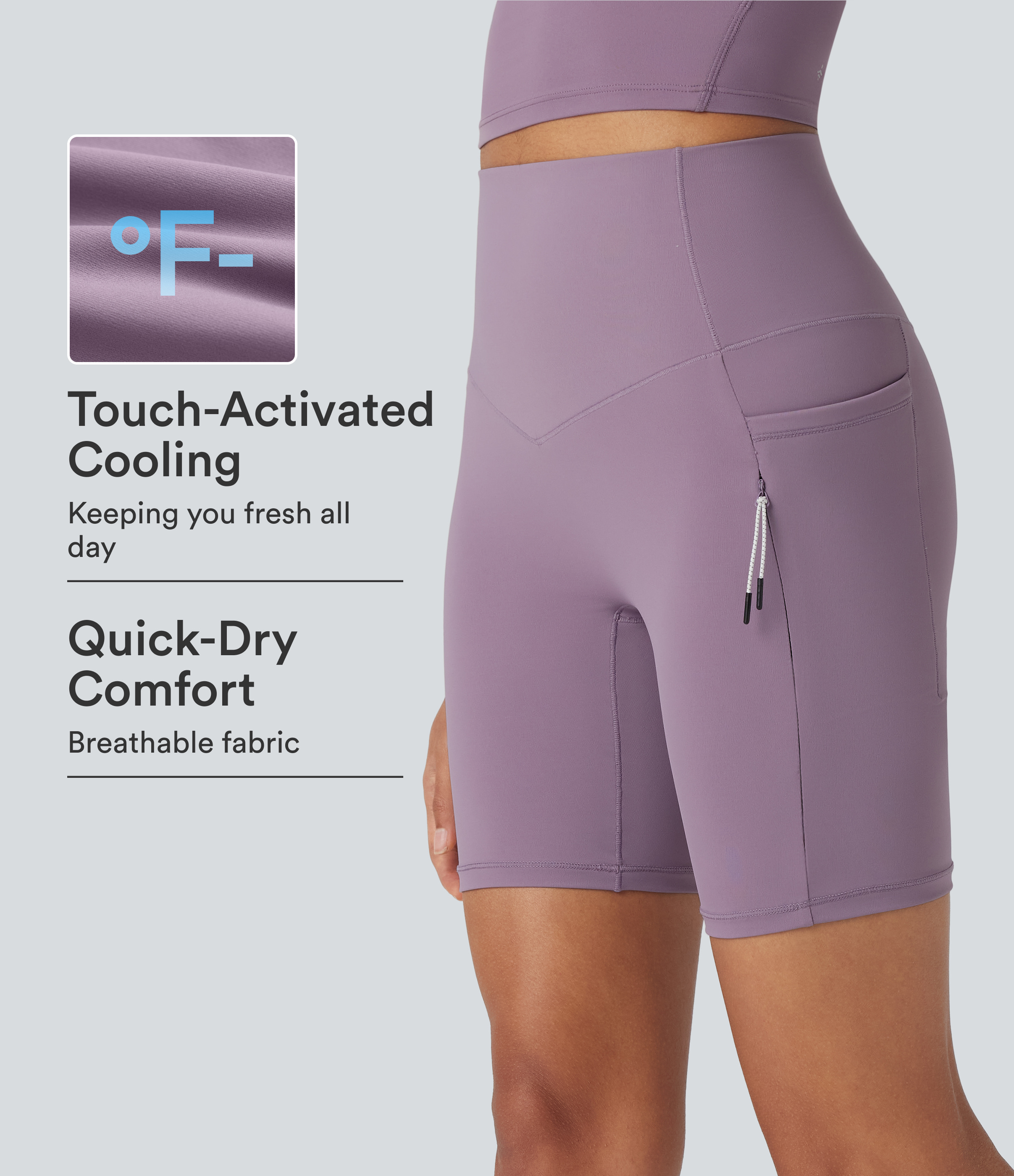 Halara UltraSculpt™ Cool Quick Dry High Waisted Tummy Control Hiking Biker Shorts 7'' with Pockets-UPF 50+