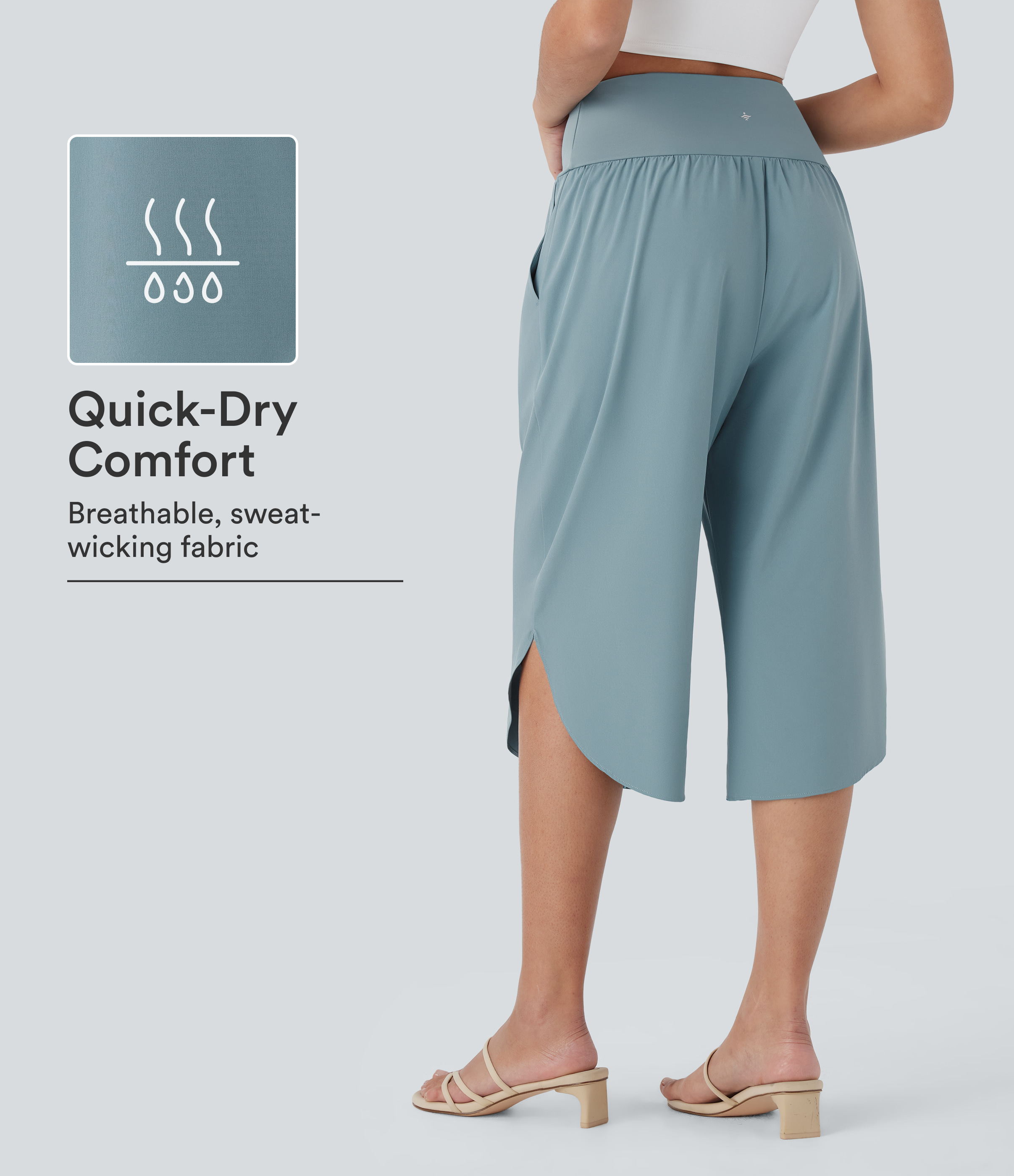 Breezeful™ High Waisted Crossover Pocket Quick Dry Capri Pants