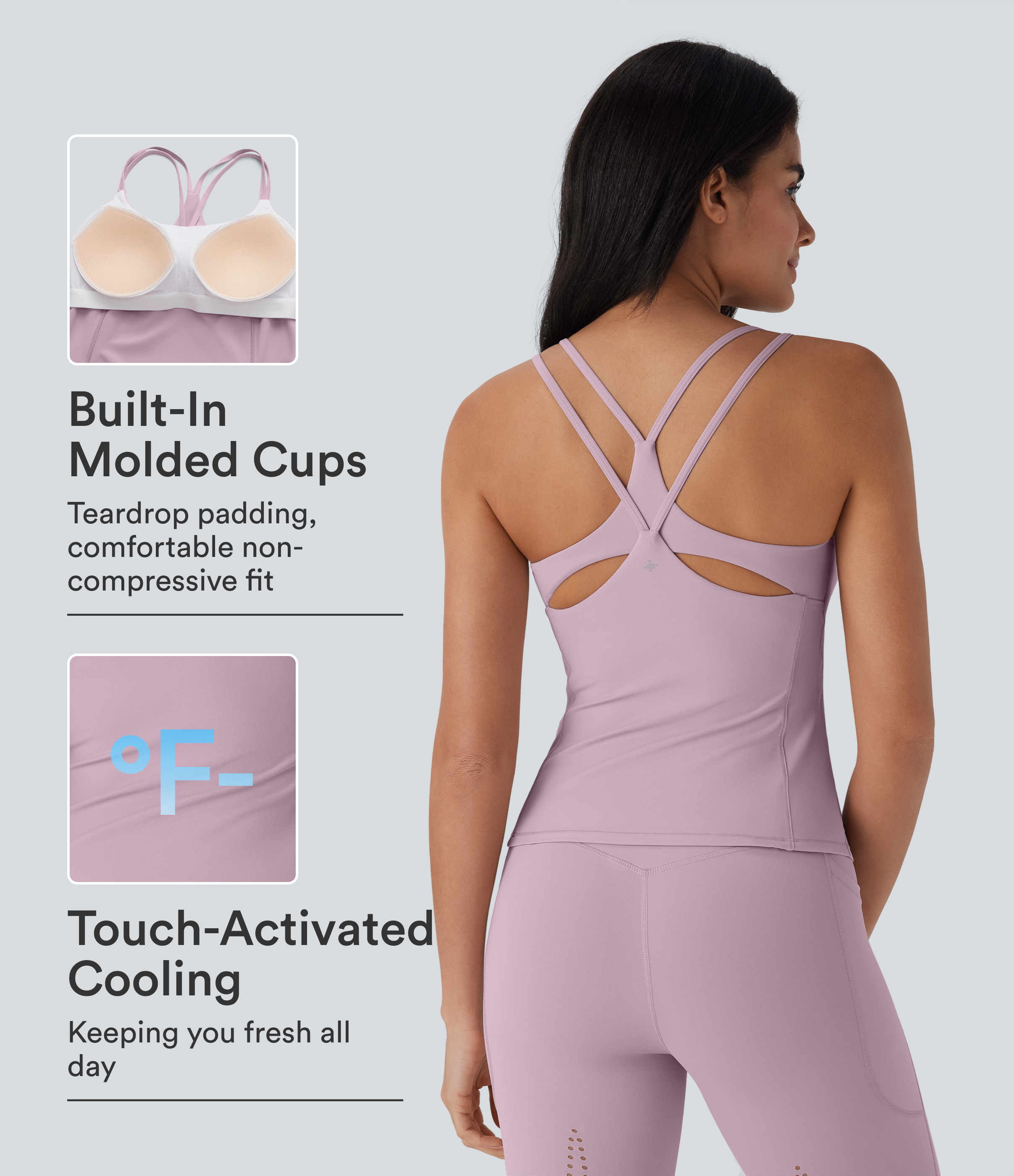 Halara UltraSculpt™ Cool Quick Dry Molded Cups Yoga Cami Top-UPF50+