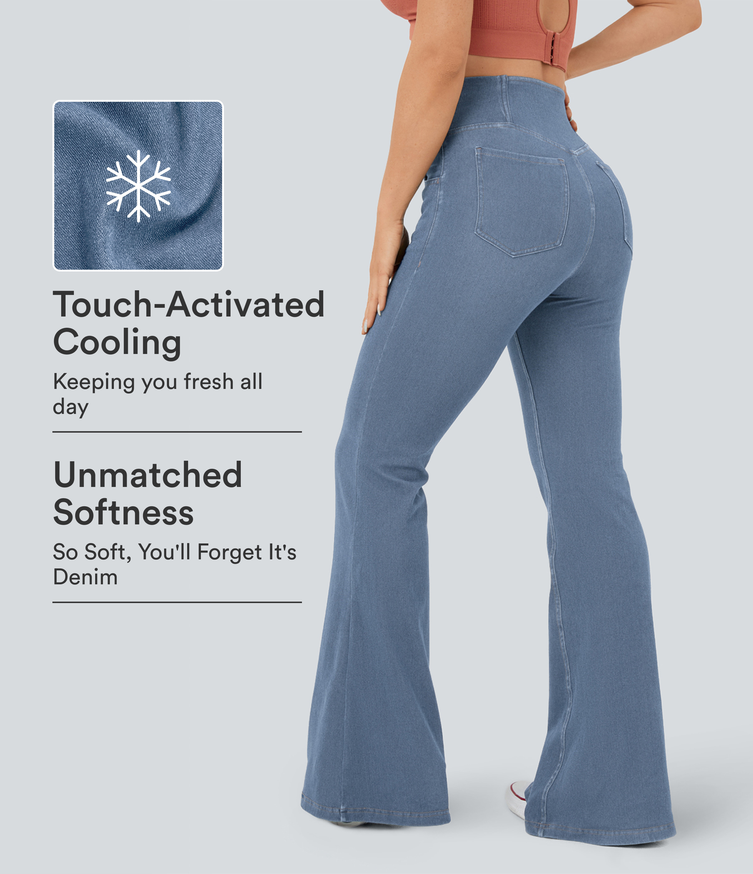 Halara Flex™ High Waisted Crossover Pocket InstantCool Washed Casual Jeans