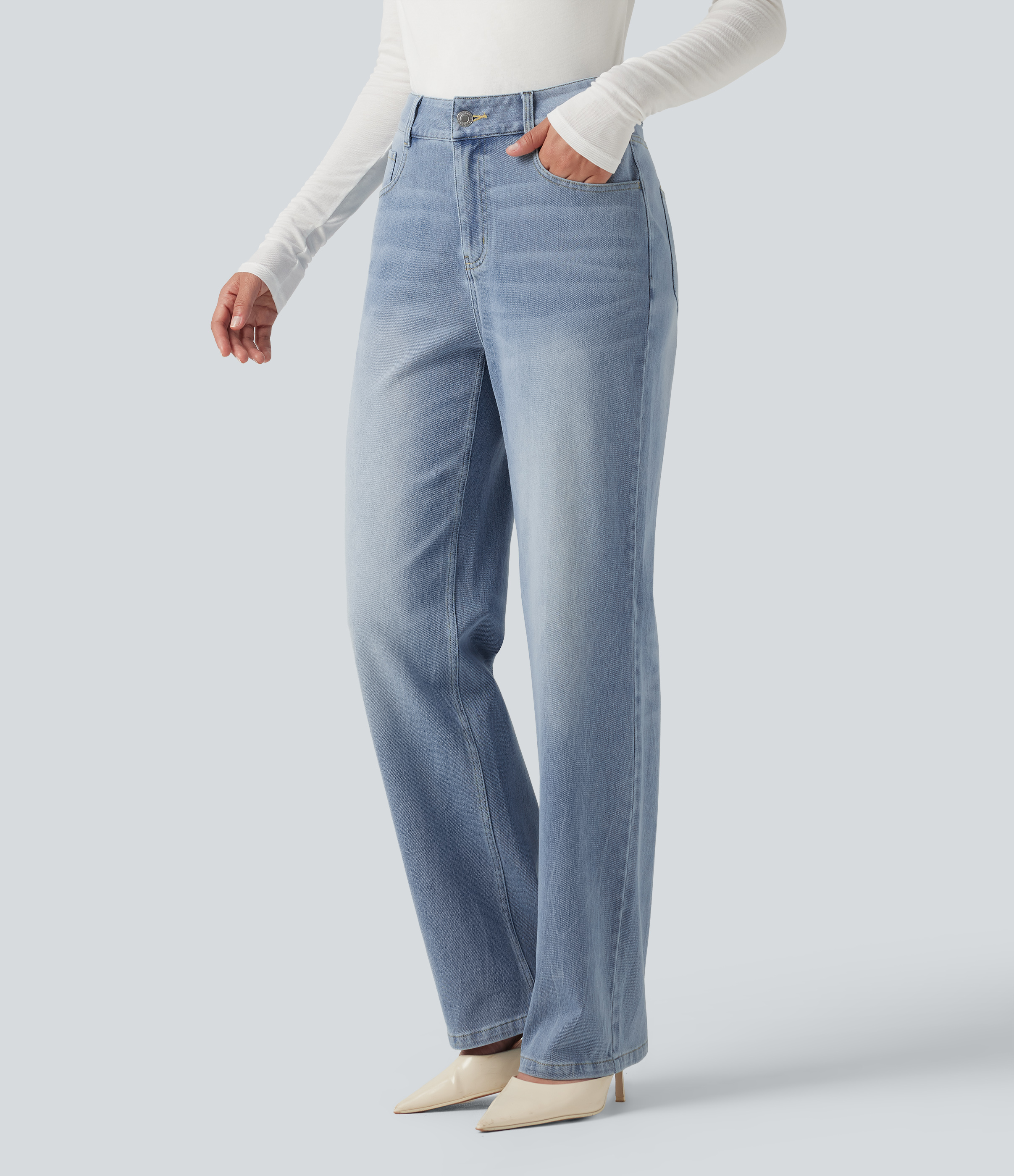 Halara Flex™ High Waisted Straight Leg Stretchy Casual Jeans