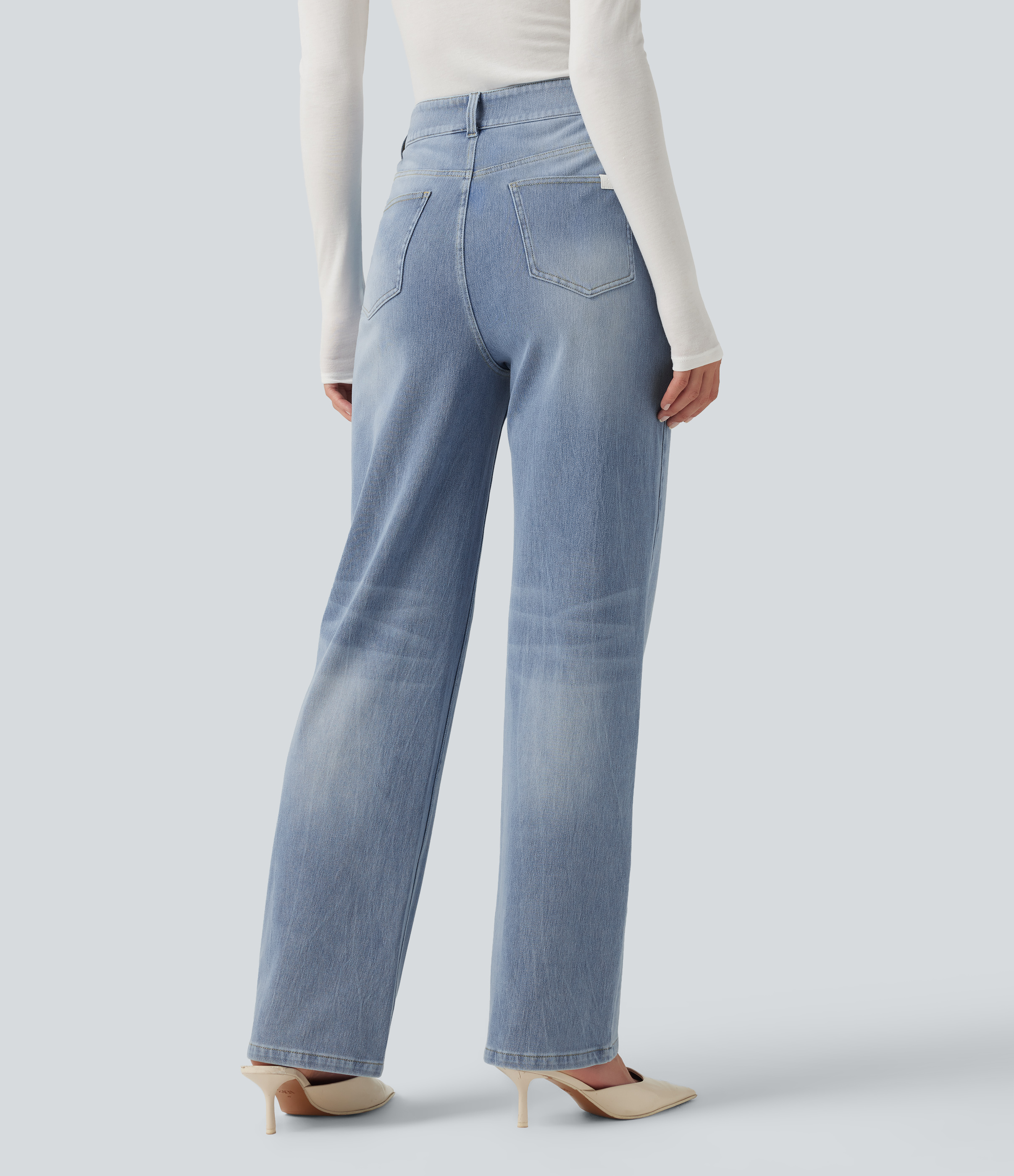 Powder Blue Denim Halara Flex™ jeans casual elasticizzati a vita alta e gamba dritta / 2