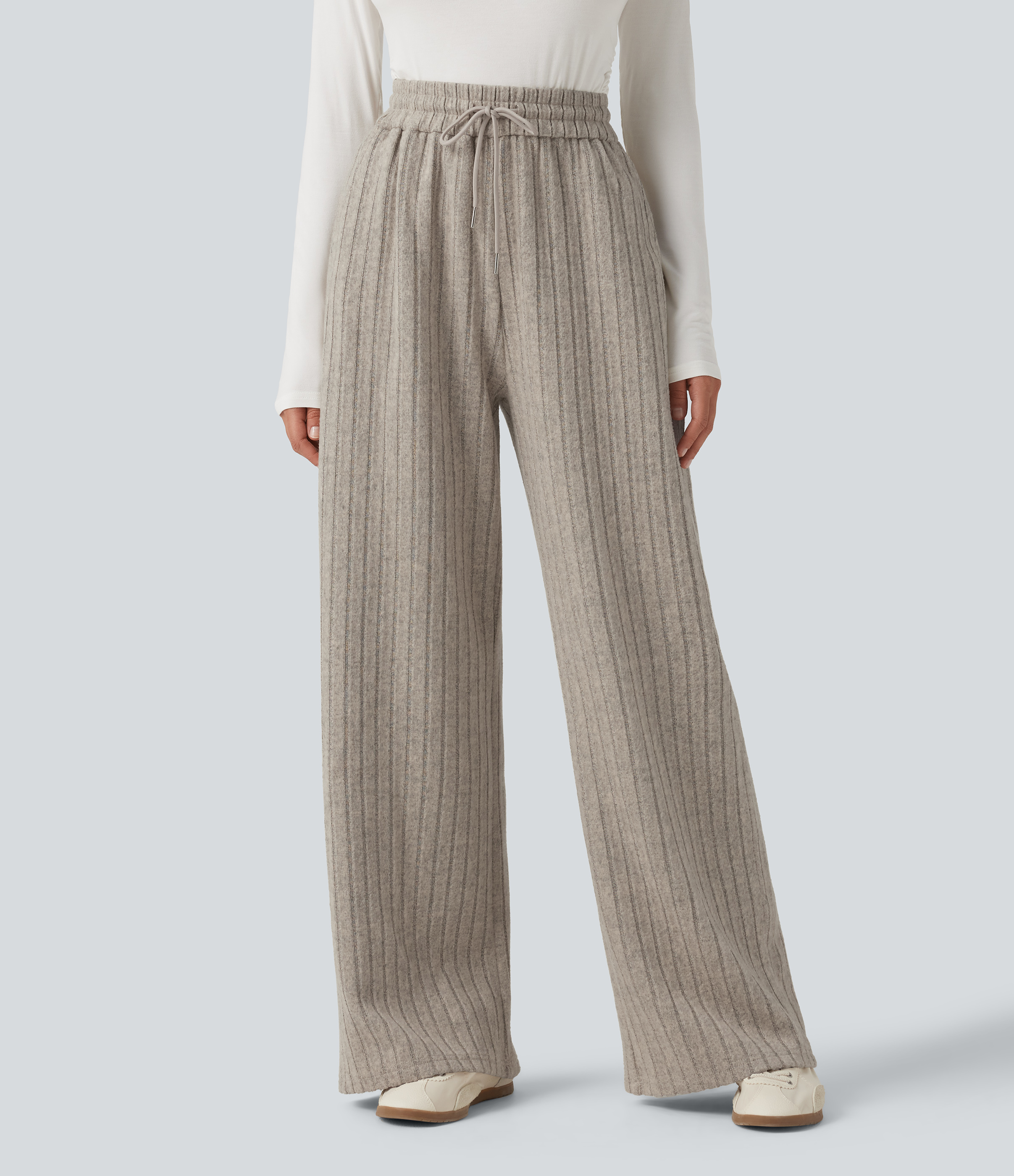 High Waisted Drawstring Baggy Casual Pants with Pockets