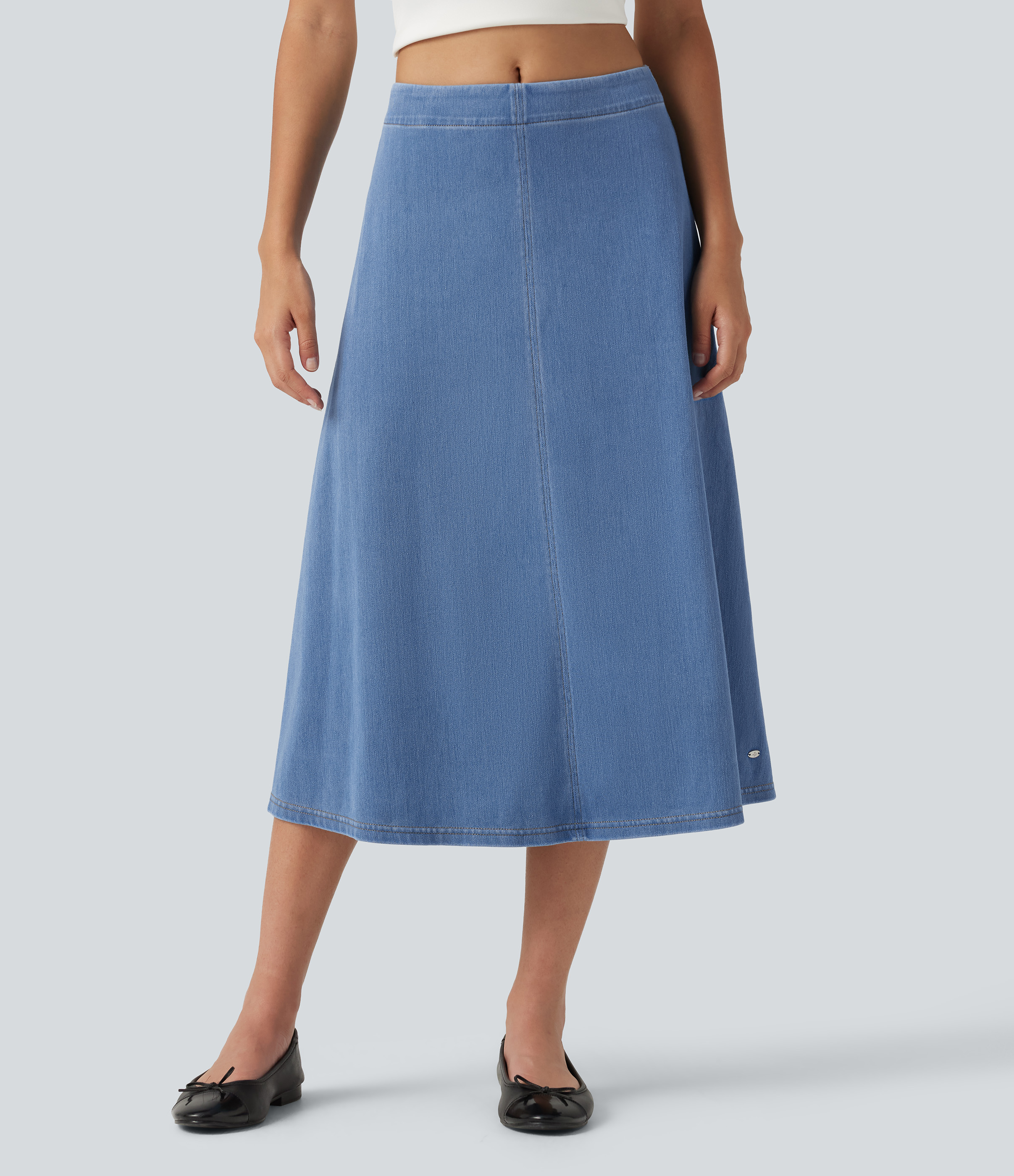 Halara Flex™ Mid Rise Denim Midi Casual Skirt