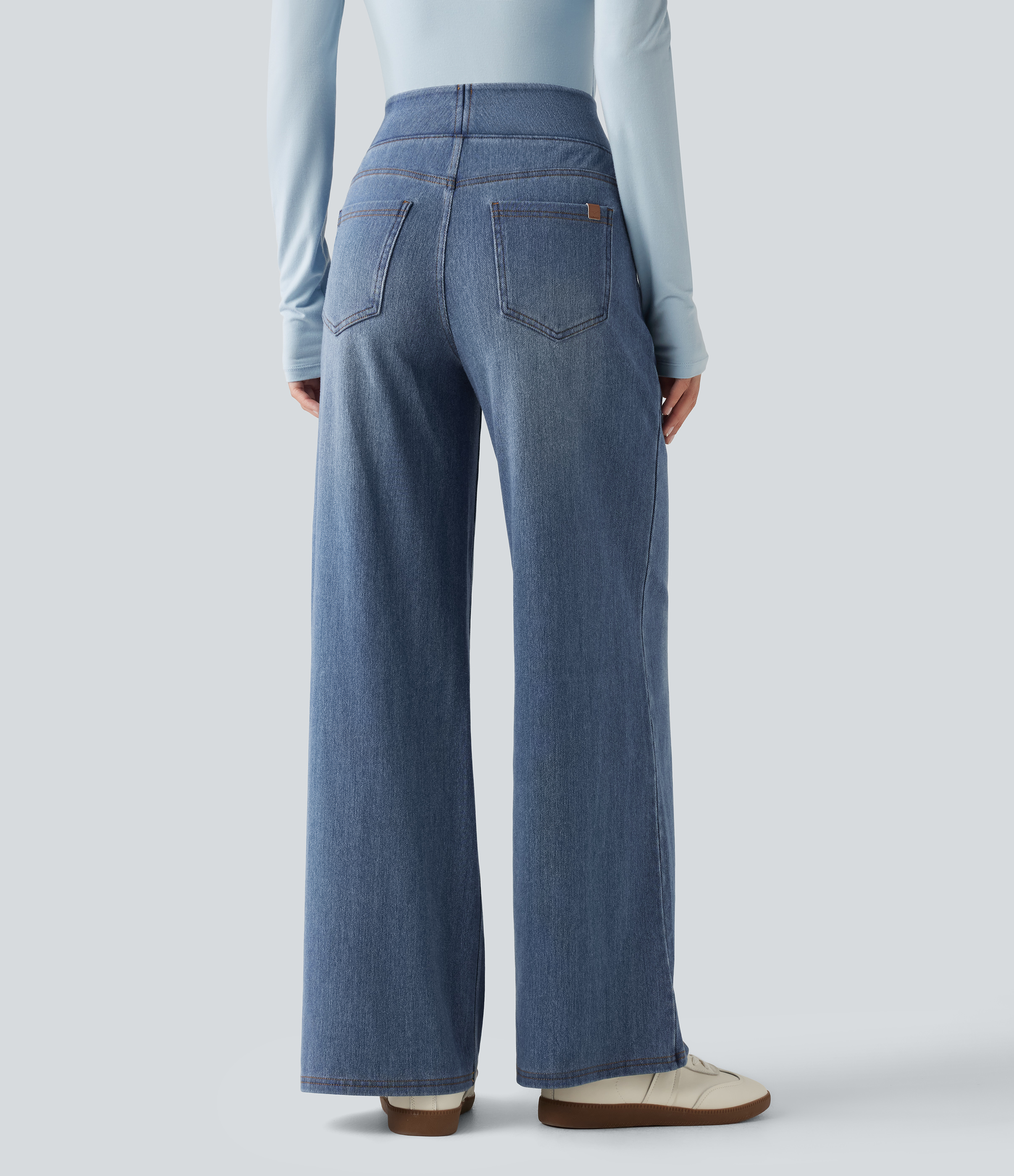  Blue Jasper Denim Halara Flex™ Denim Heat High Waisted Wide Leg Casual Jeans with Pockets / 2
