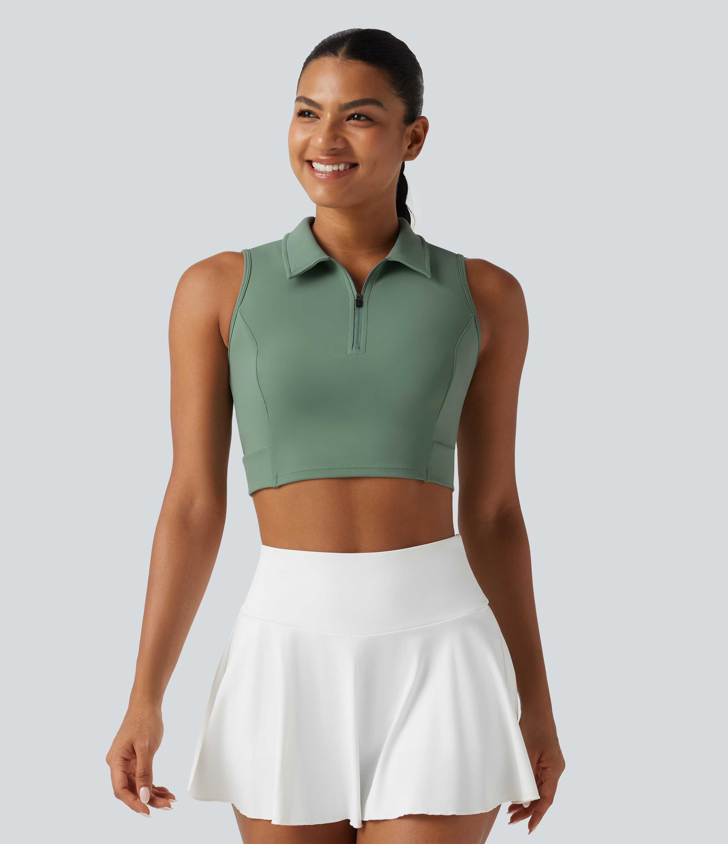 Lapel Collar Sleeveless Tennis Sports Top