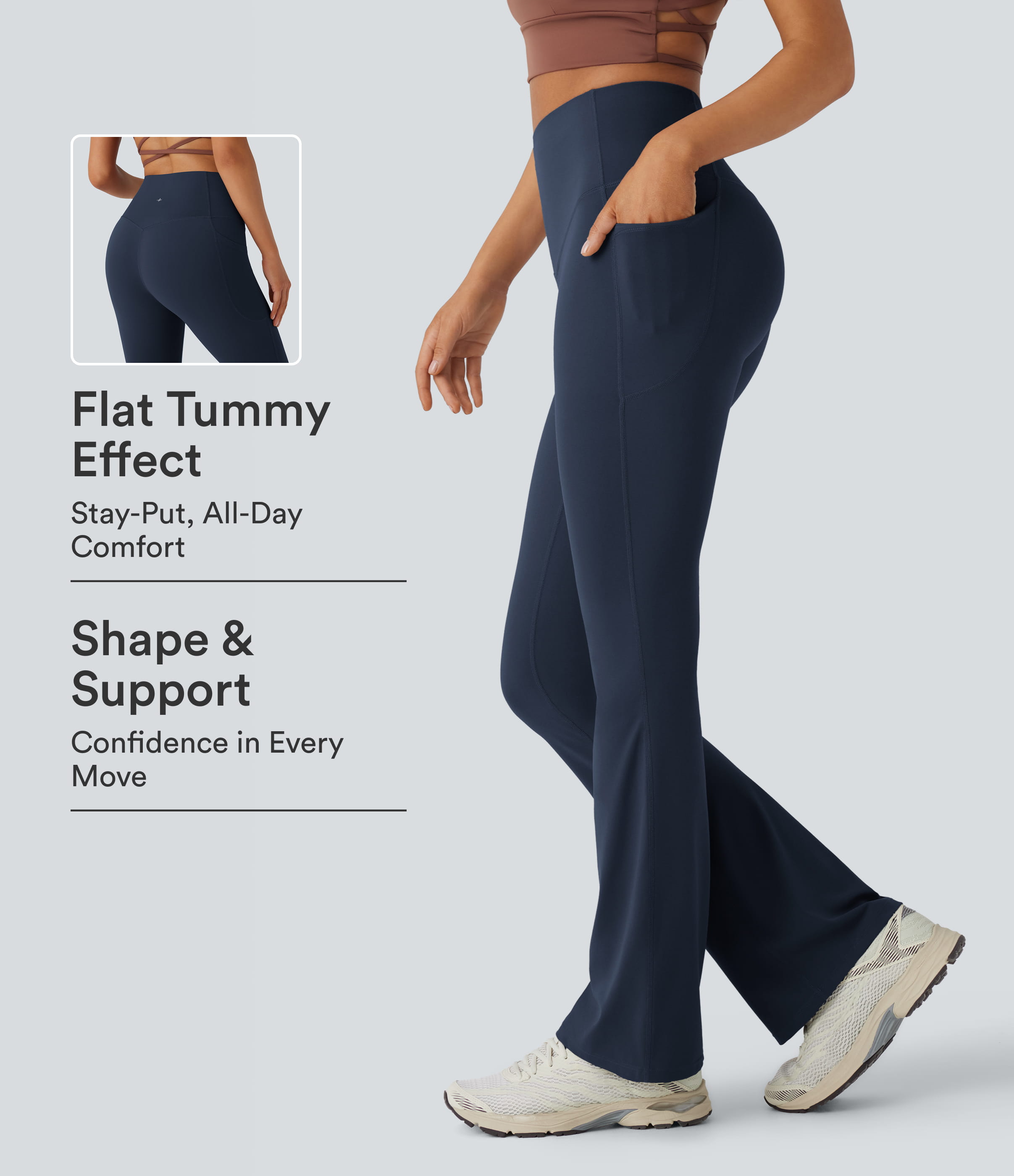Halara UltraSculpt™ High Waisted Tummy Control Pocket Shaping Yoga Bootcut Leggings