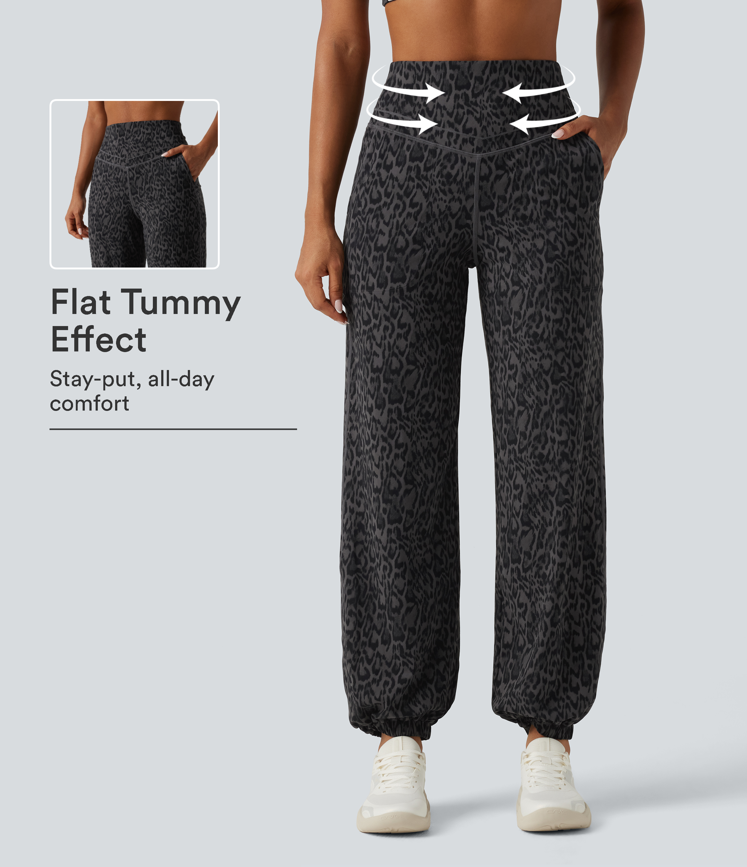 Halara UltraSculpt™ Leopard Print High Waisted Tummy Control Yoga Joggers with Pockets