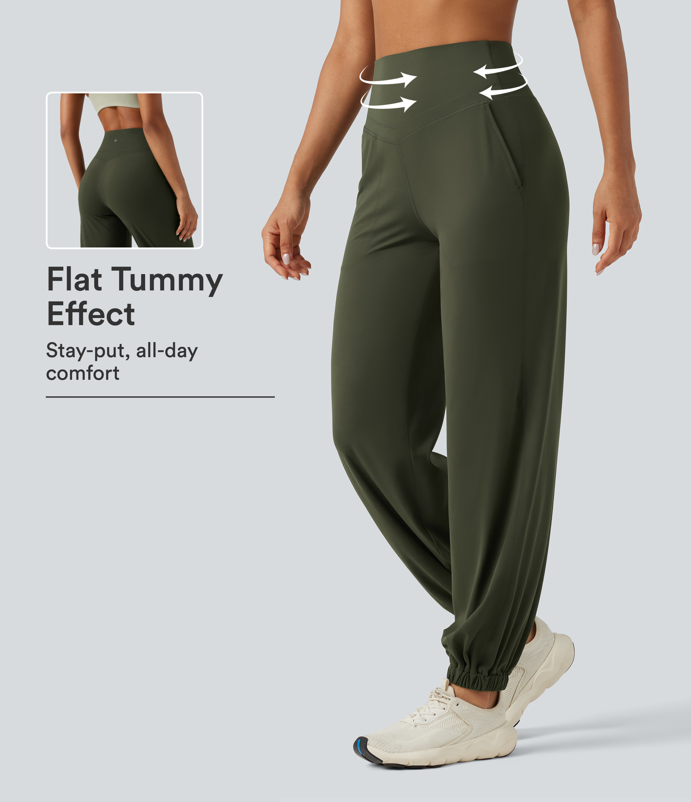 Halara UltraSculpt™ hoch geschnittene, bauchformende Yoga-Jogger mit schmal zulaufenden Beinen und Taschen