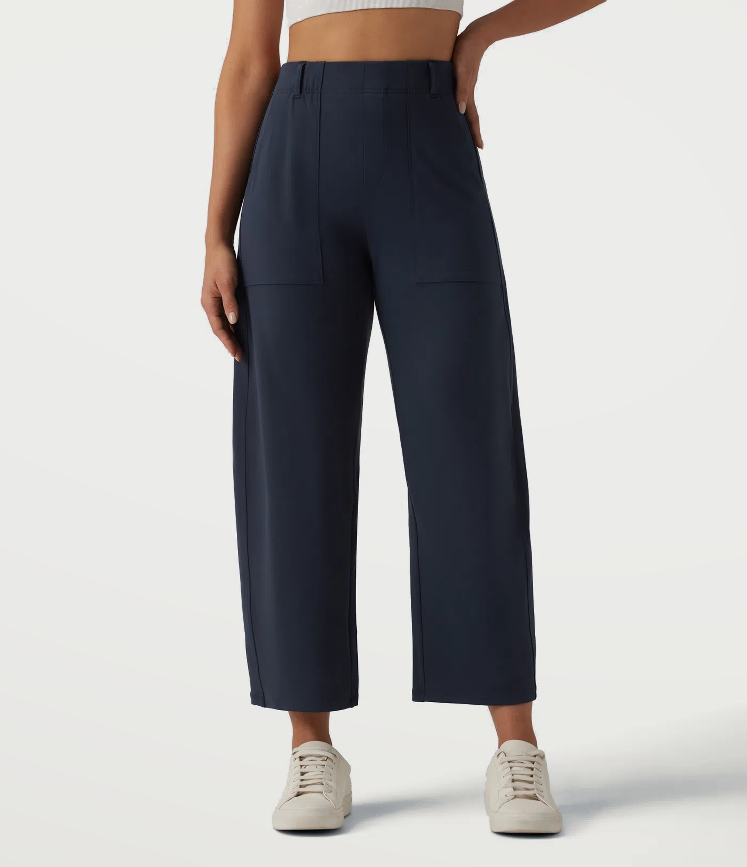 DayStretch High Waisted Barrel Leg Casual Pants with Pockets