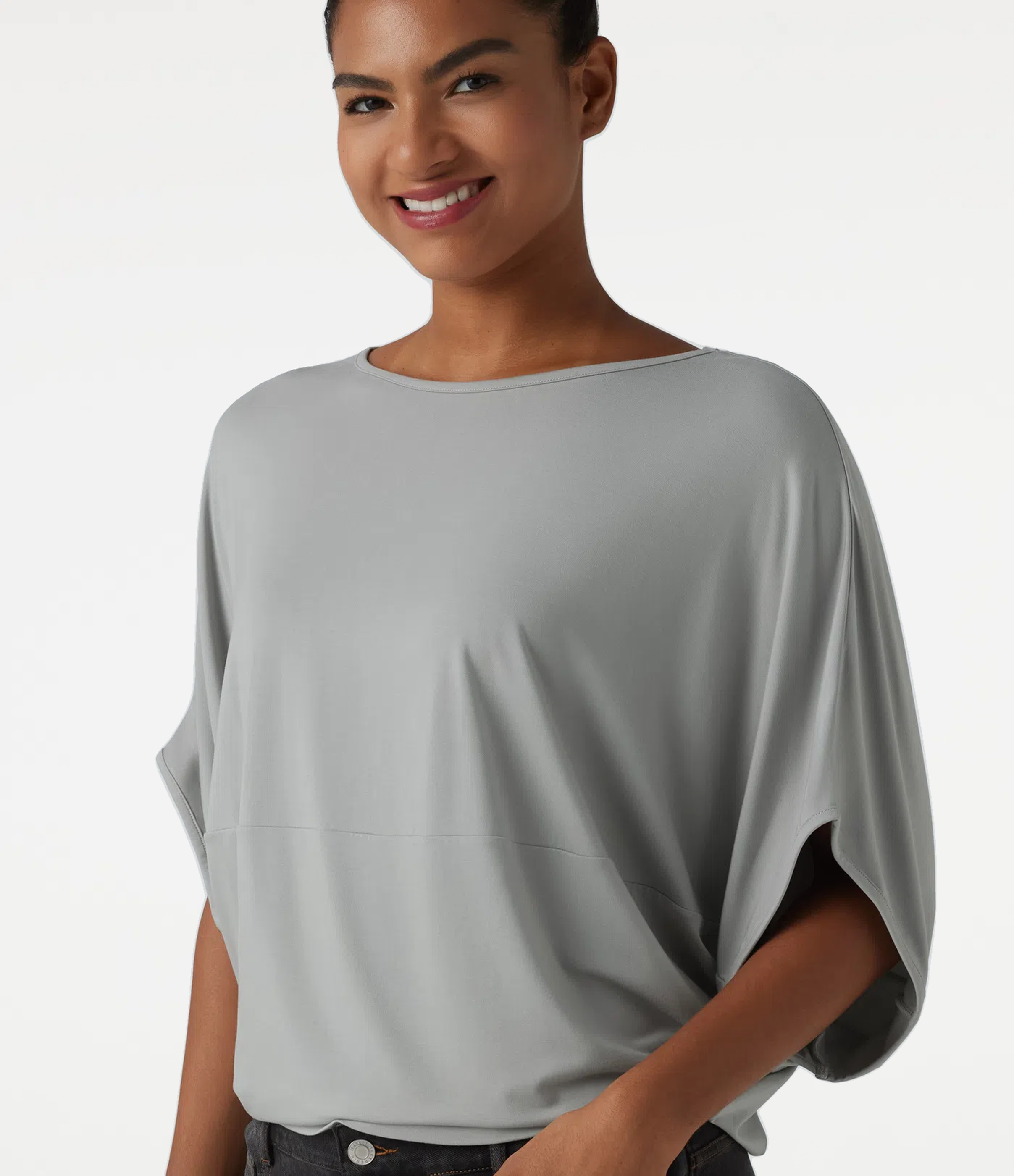 Round Neck Batwing Sleeve Relaxed Casual Top