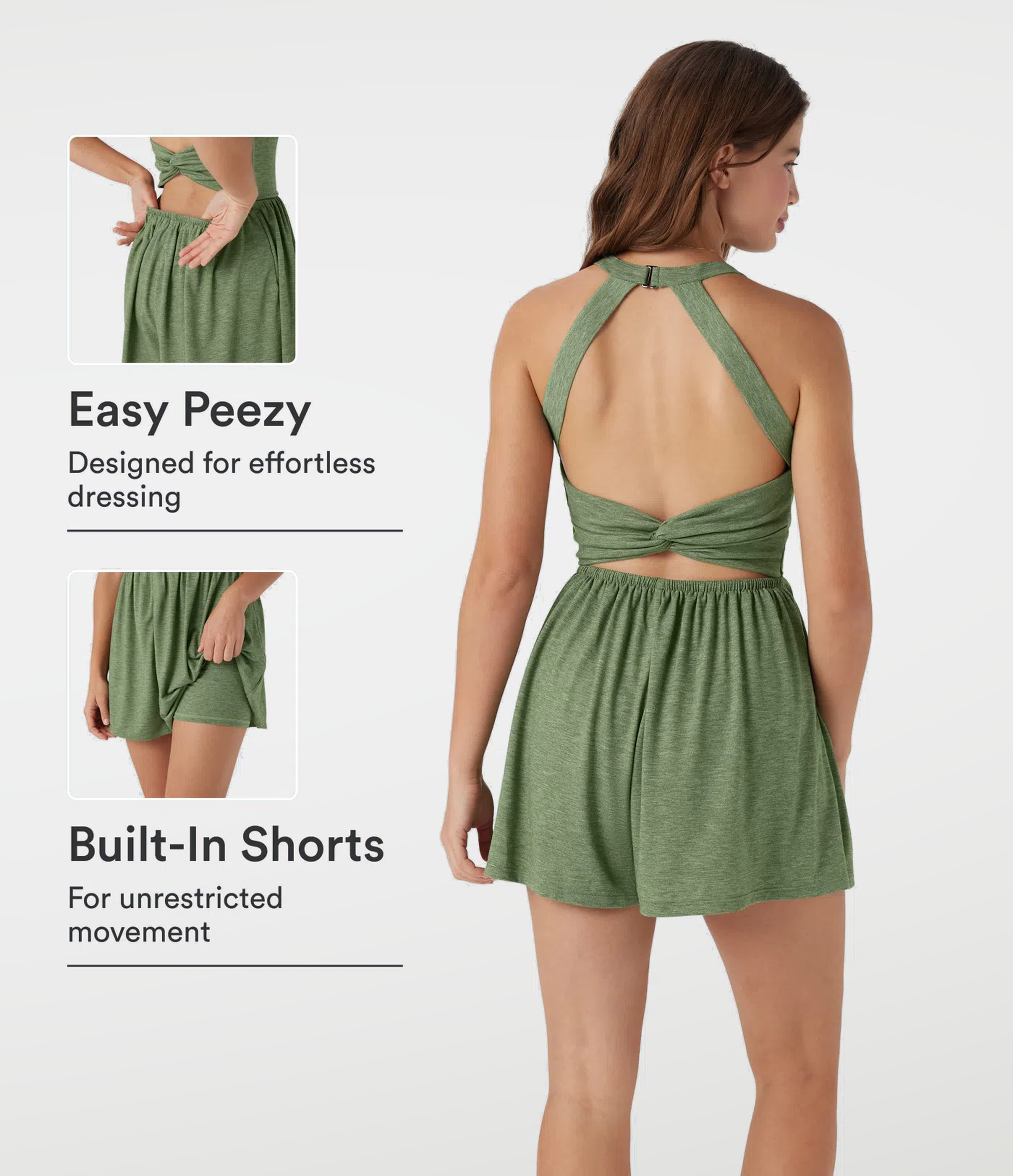 Padded 2-in-1 Romper with Pockets-Easy Peezy Edition