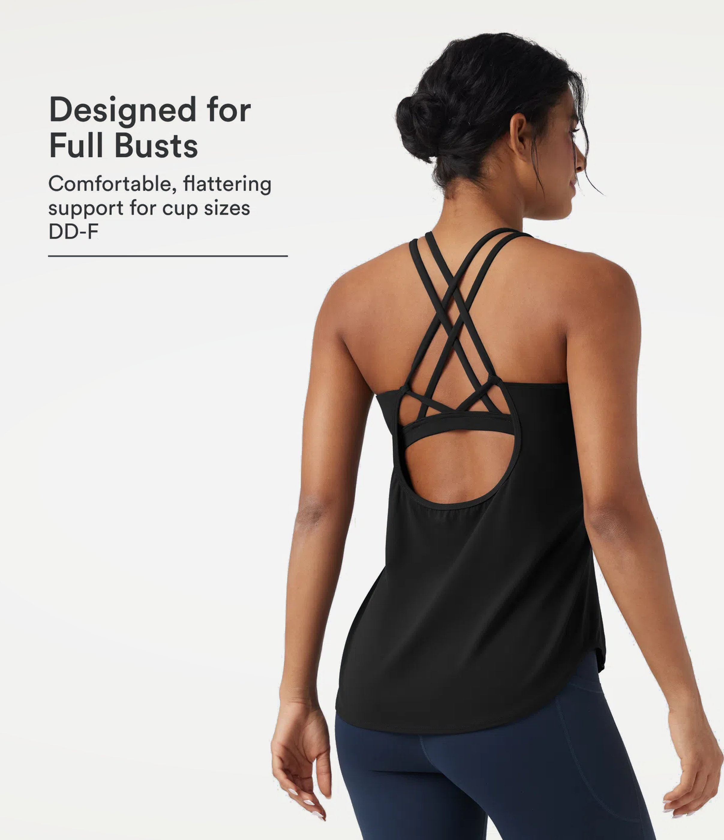 Halara UltraSculpt™ Round Neck Crisscross Back Running Tank Tops DD-F Cups