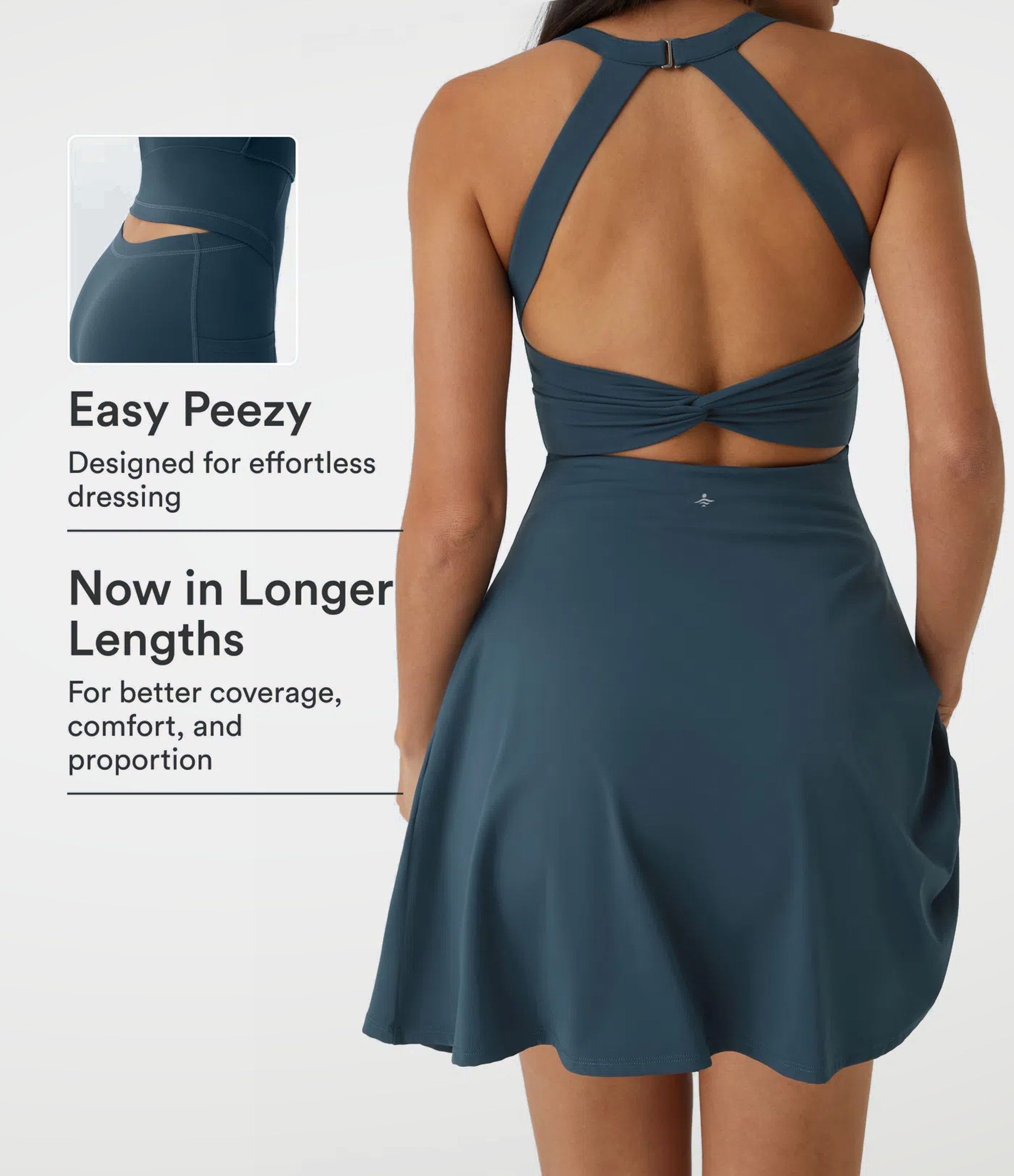 SoftlyZero™ Airy Backless Twisted Flare Low Support Dance Active Dress-Longer Length-Easy Peezy Edition A-D Cups