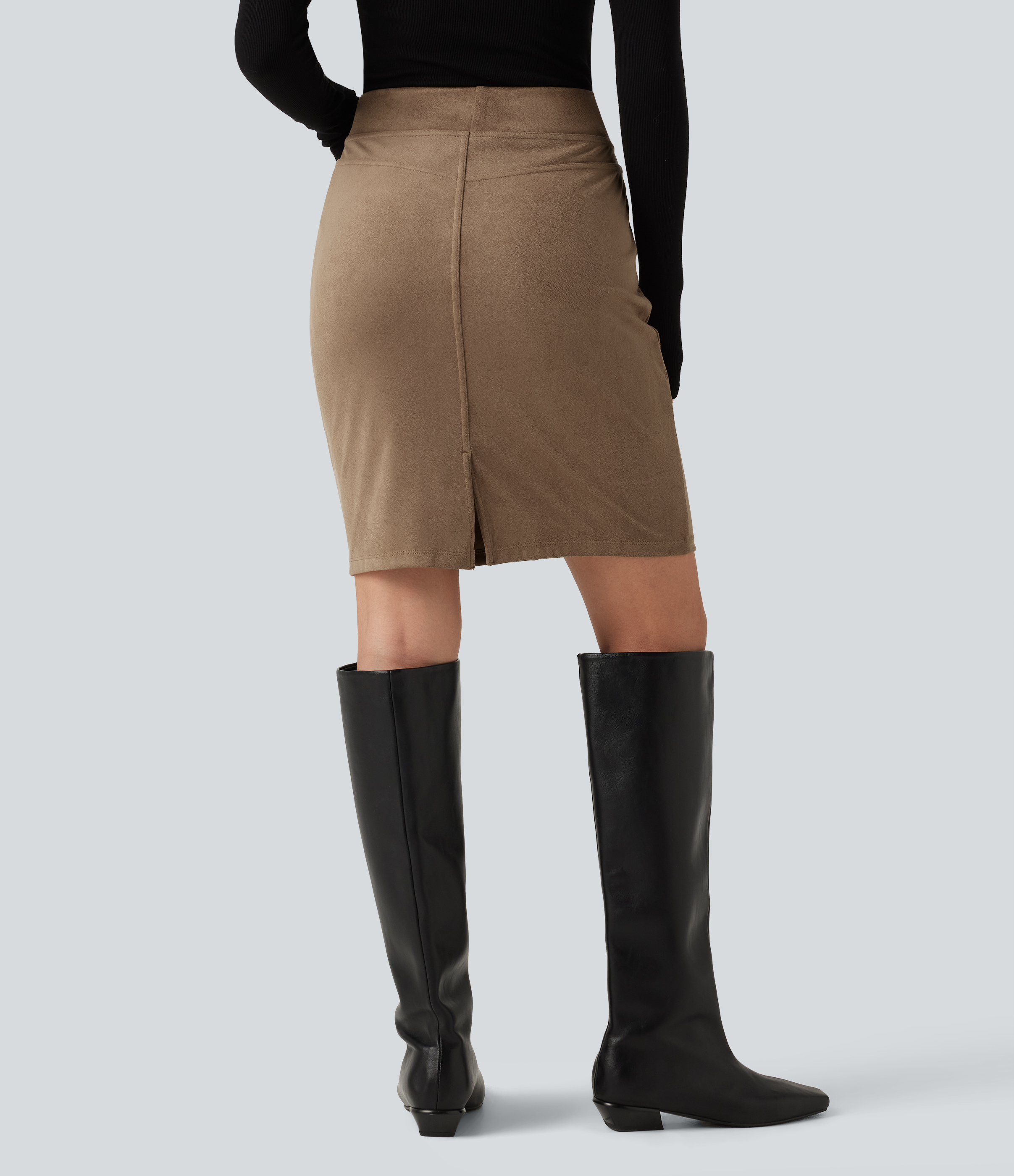 Coca Mocha Jupe mini de soirée moulante taille haute en suédine avec poches / 2