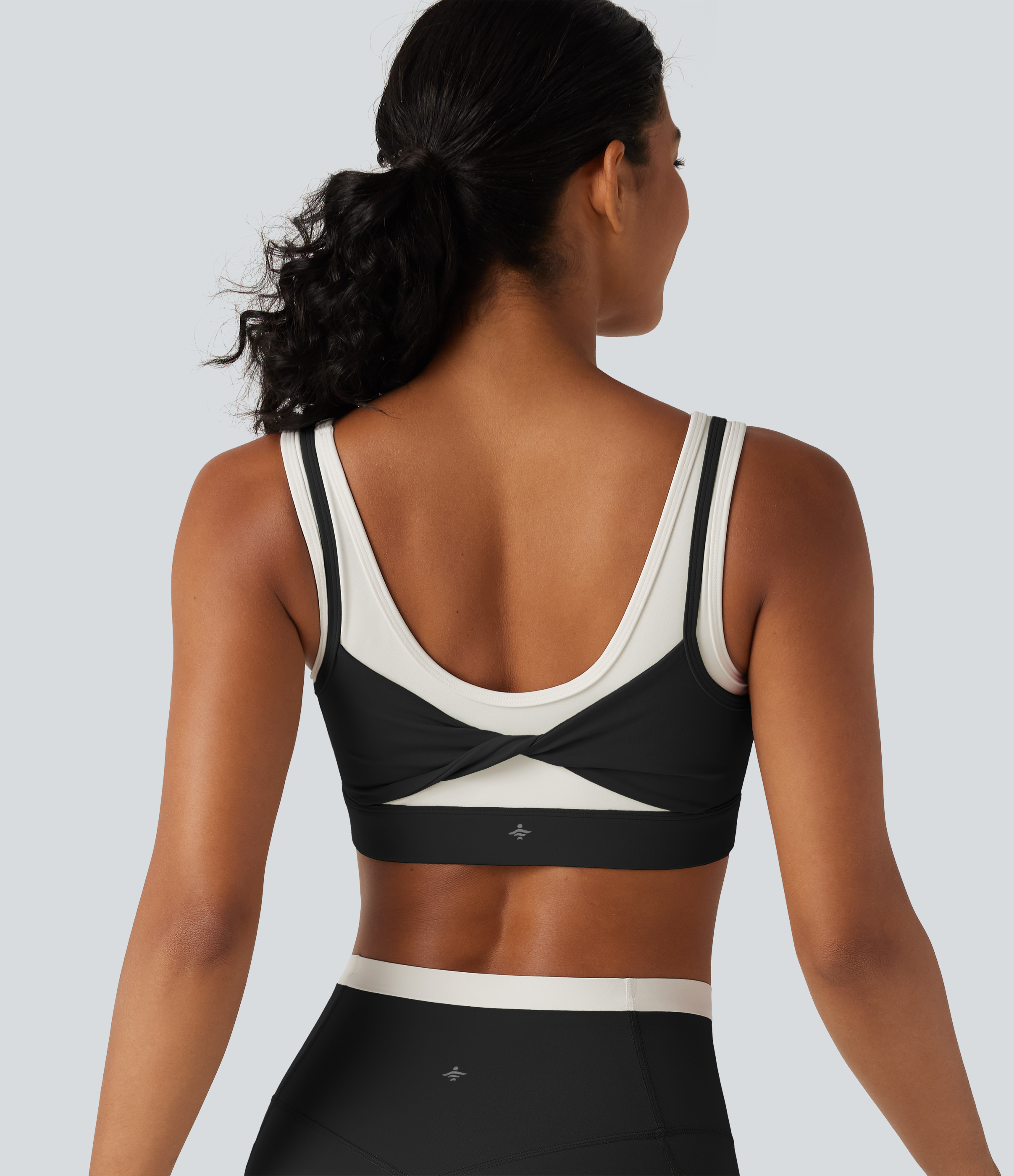 Halara UltraSculpt™ Medium Support U Neck Built-in Bra Twisted Color Block Yoga Sports Bra