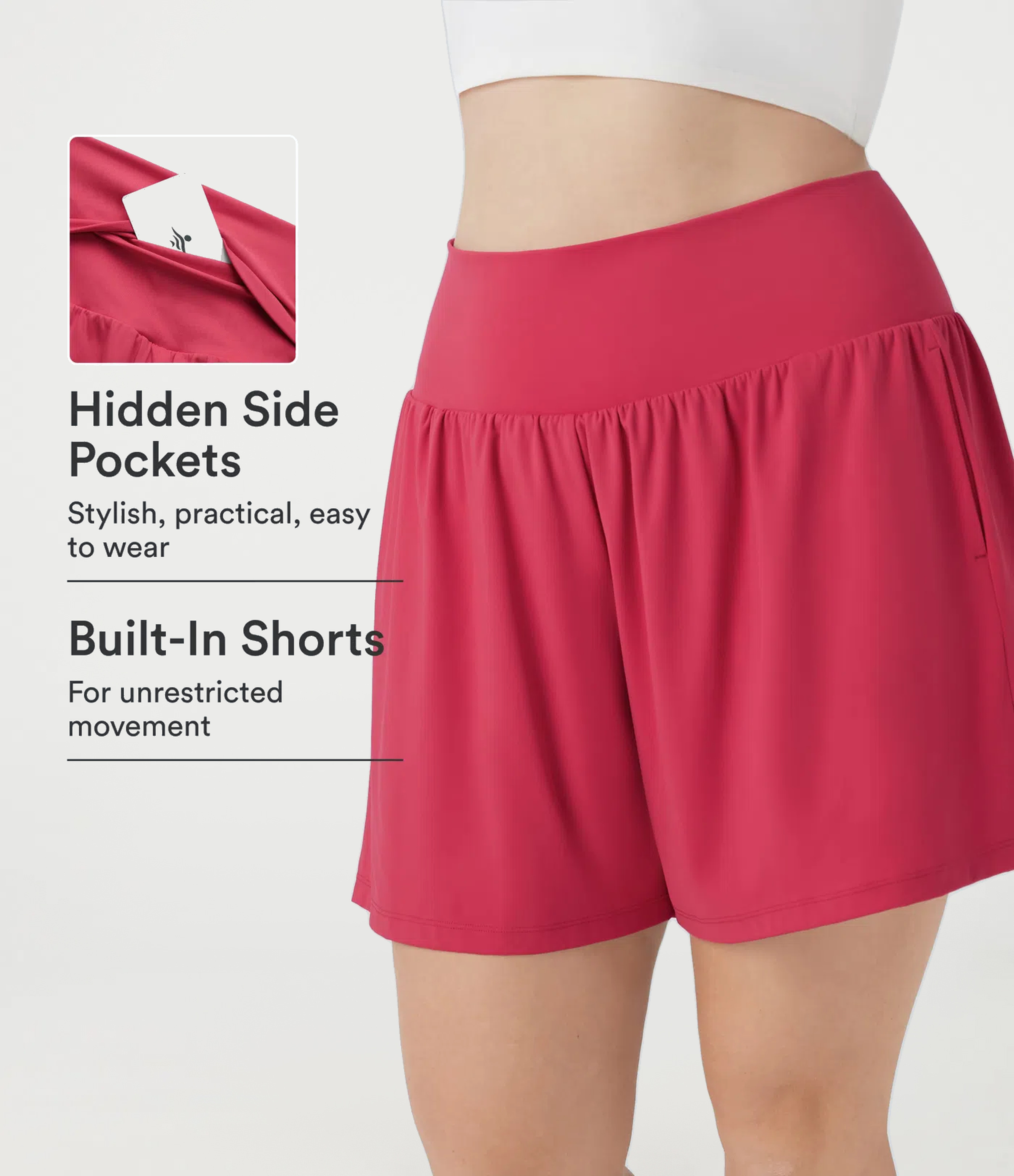 SoftlyZero™ Airy Super High Waisted 2-in-1 InstantCool Yoga Plus Size Shorts 7" with Pockets