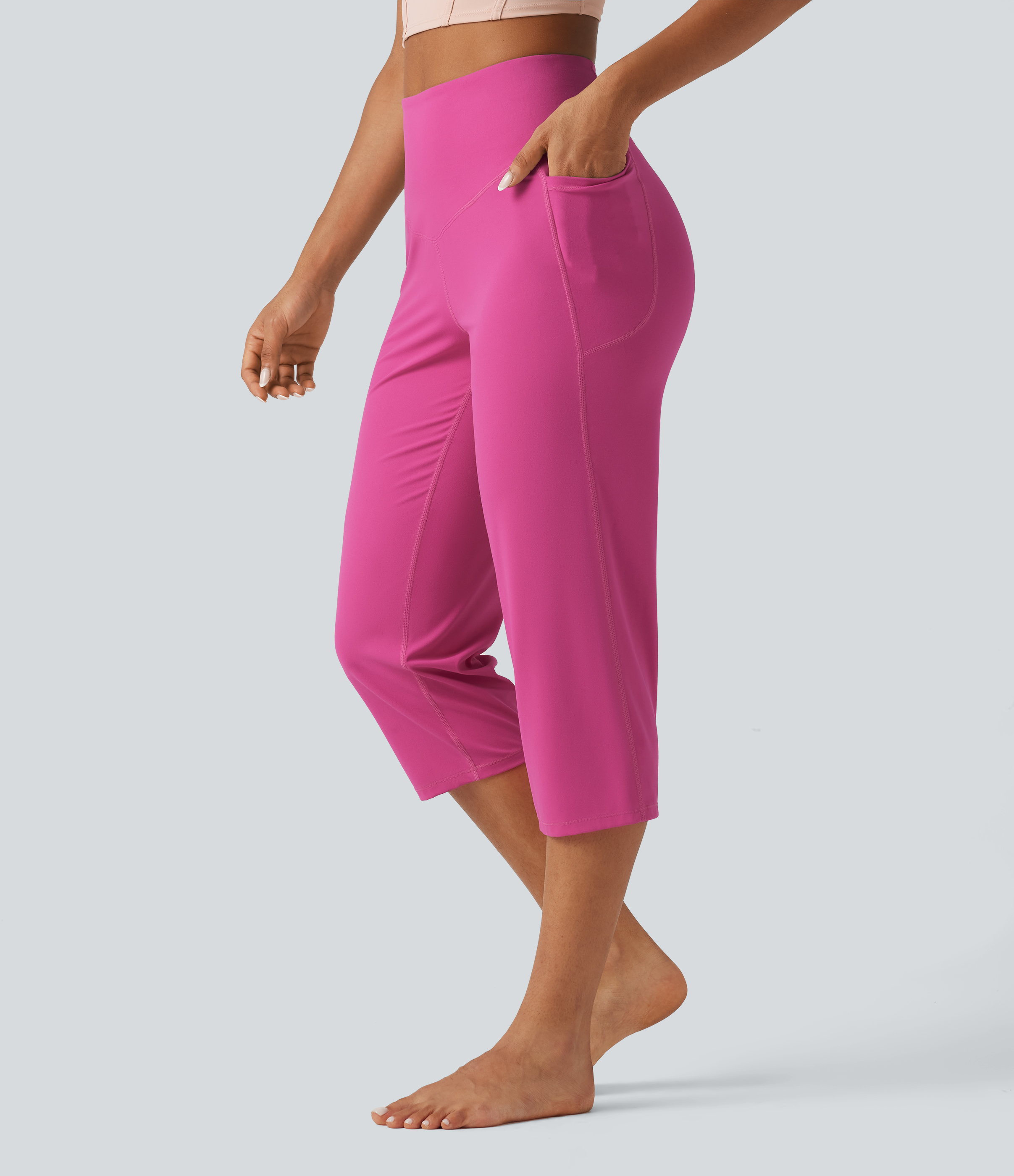 Halara UltraSculpt™ High Waisted Tummy Control Straight Leg Capri Yoga Pants with Pockets
