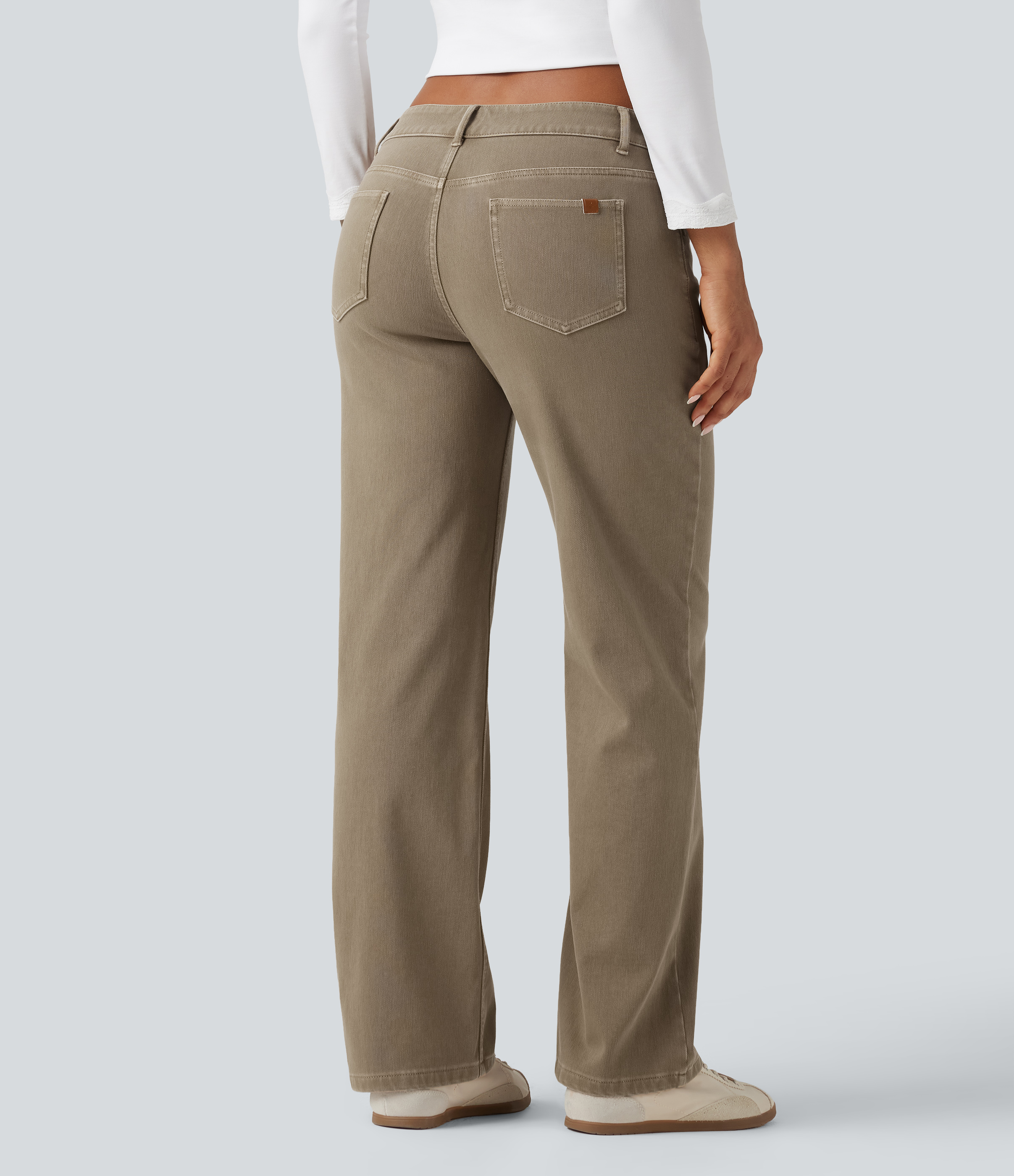 Yellow Bean Denim Halara Flex™ low-rise, asymmetriske straight-leg-jeans, fargerike og avslappede jeans med lommer / 2