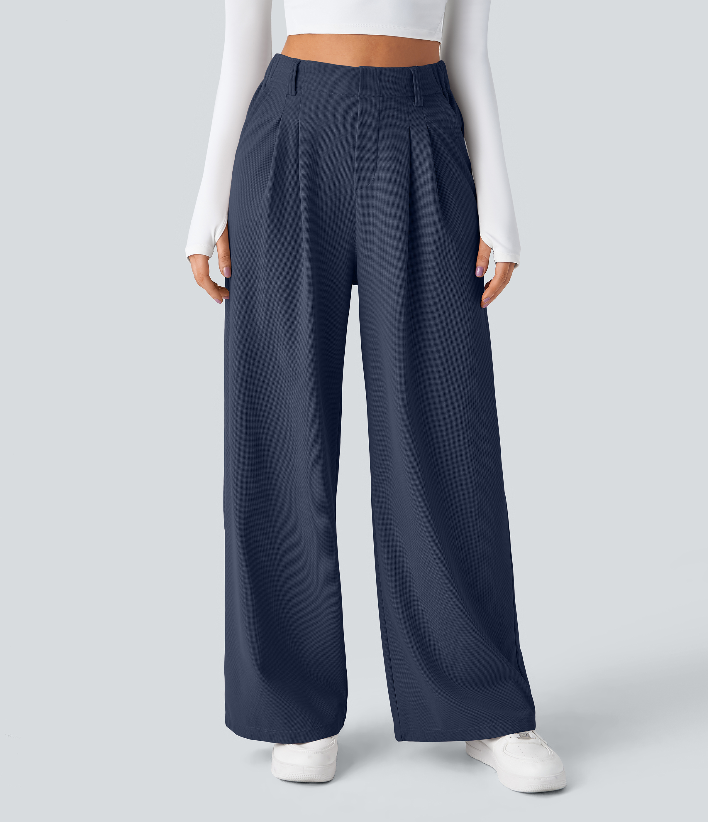 Halara Flex™ High Waisted Pocket Wide Leg Waffle Work Trousers