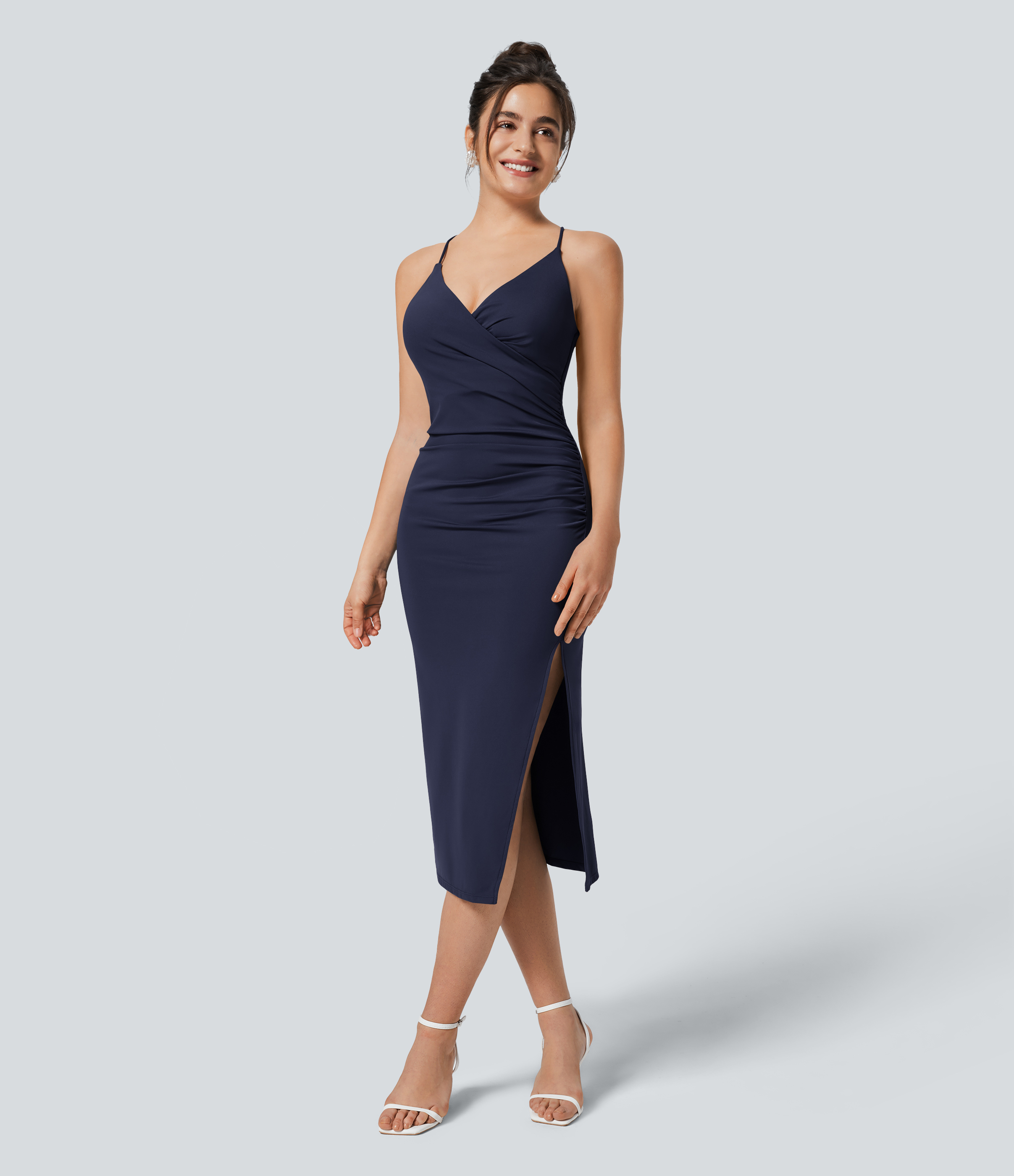 SoftlyZero™ Airy Crossover Ruched Lace Up Bodycon InstantCool Dress