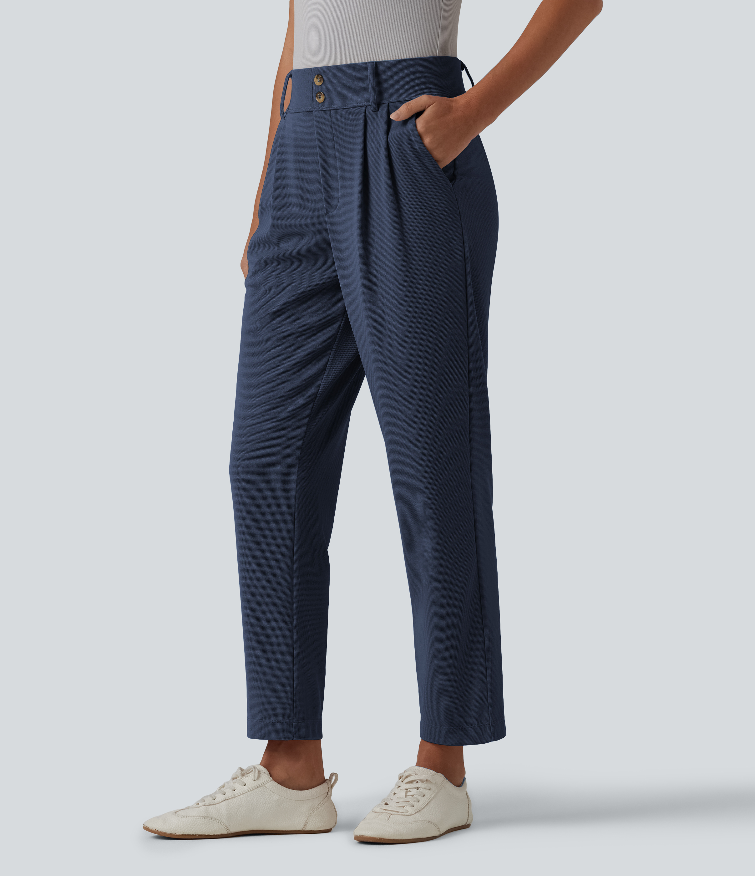 Halara Flex™ High Waisted Tapered Waffle Work Trousers with Pockets