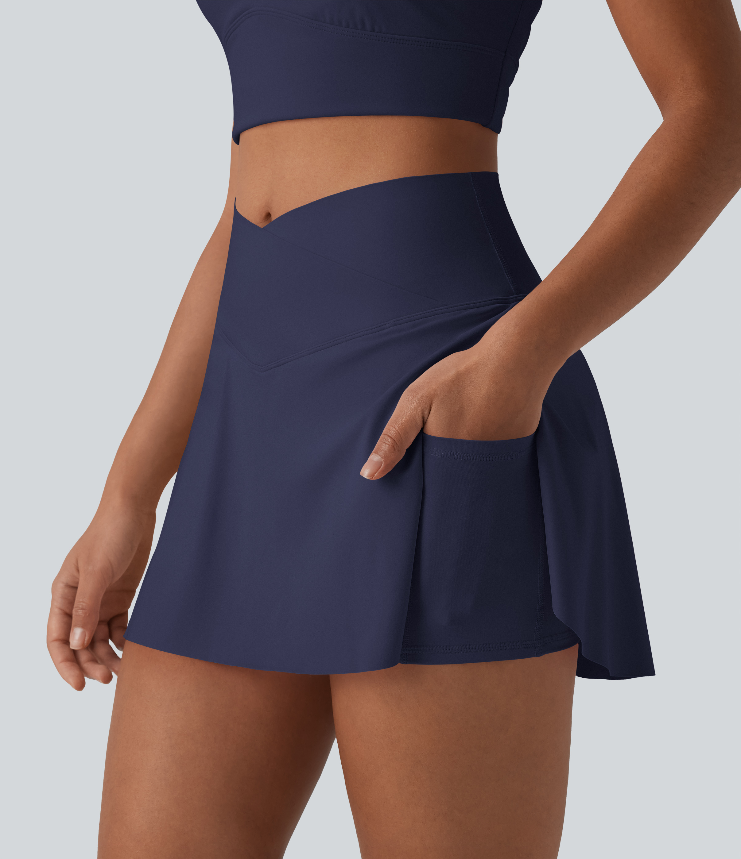 SoftlyZero™ Airy Crossover Tummy Control 2-in-1 Cool Touch Mini Tennis Skirt with Pockets-Lucid-UPF50+