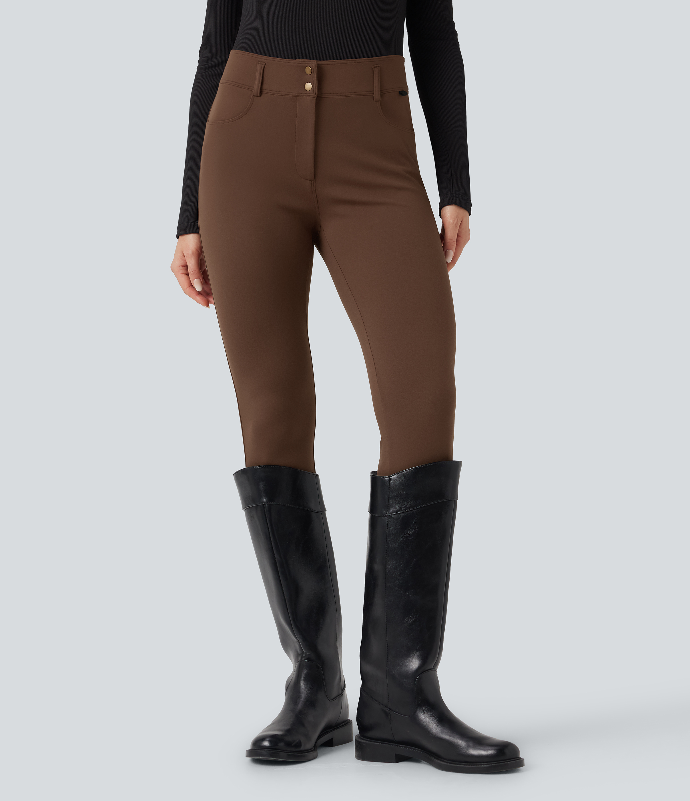 Autumn Chestnut Pantalon ajusté 7/8 taille moyenne DayStretch avec poches / 2