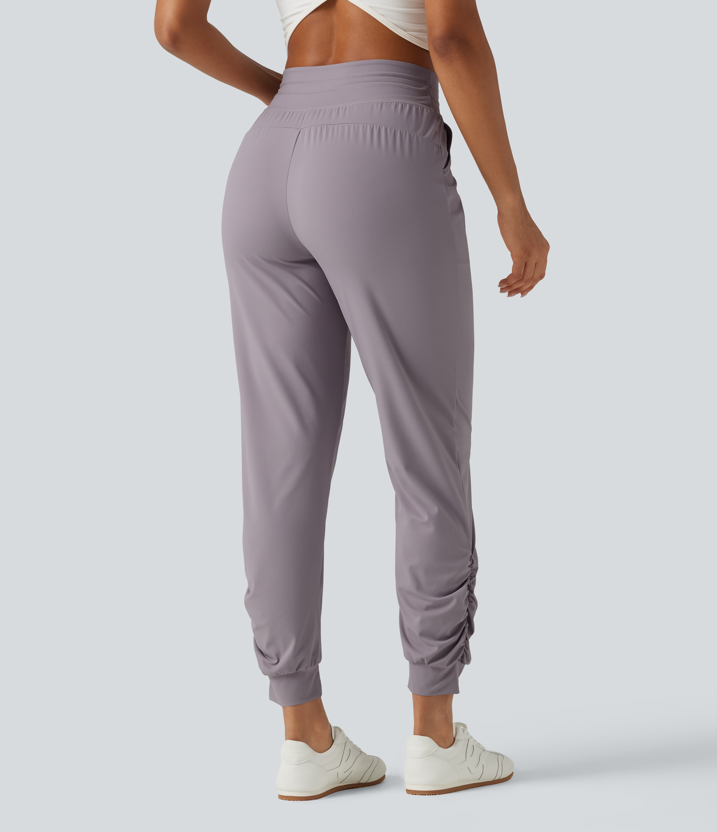 Dusty Orchid Halara UltraSculpt™ pantalones jogger de yoga de talle alto con cordón, fruncidos y bolsillos / 2