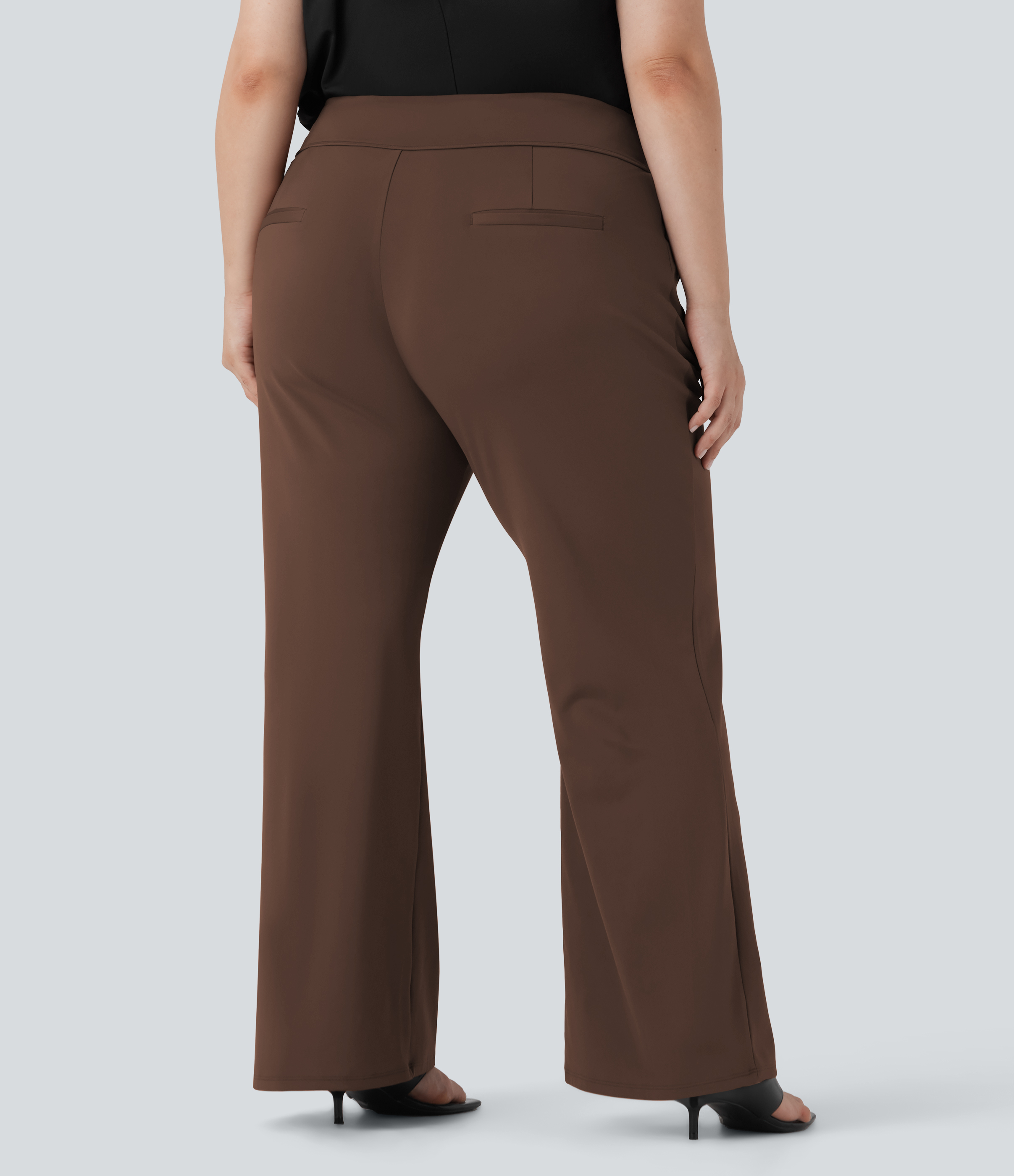 Autumn Chestnut Halara Flex™ DayStretch - Ausgestellte Arbeits-Hose mit hohem Bund und Seitentaschen - Plus Size / 2