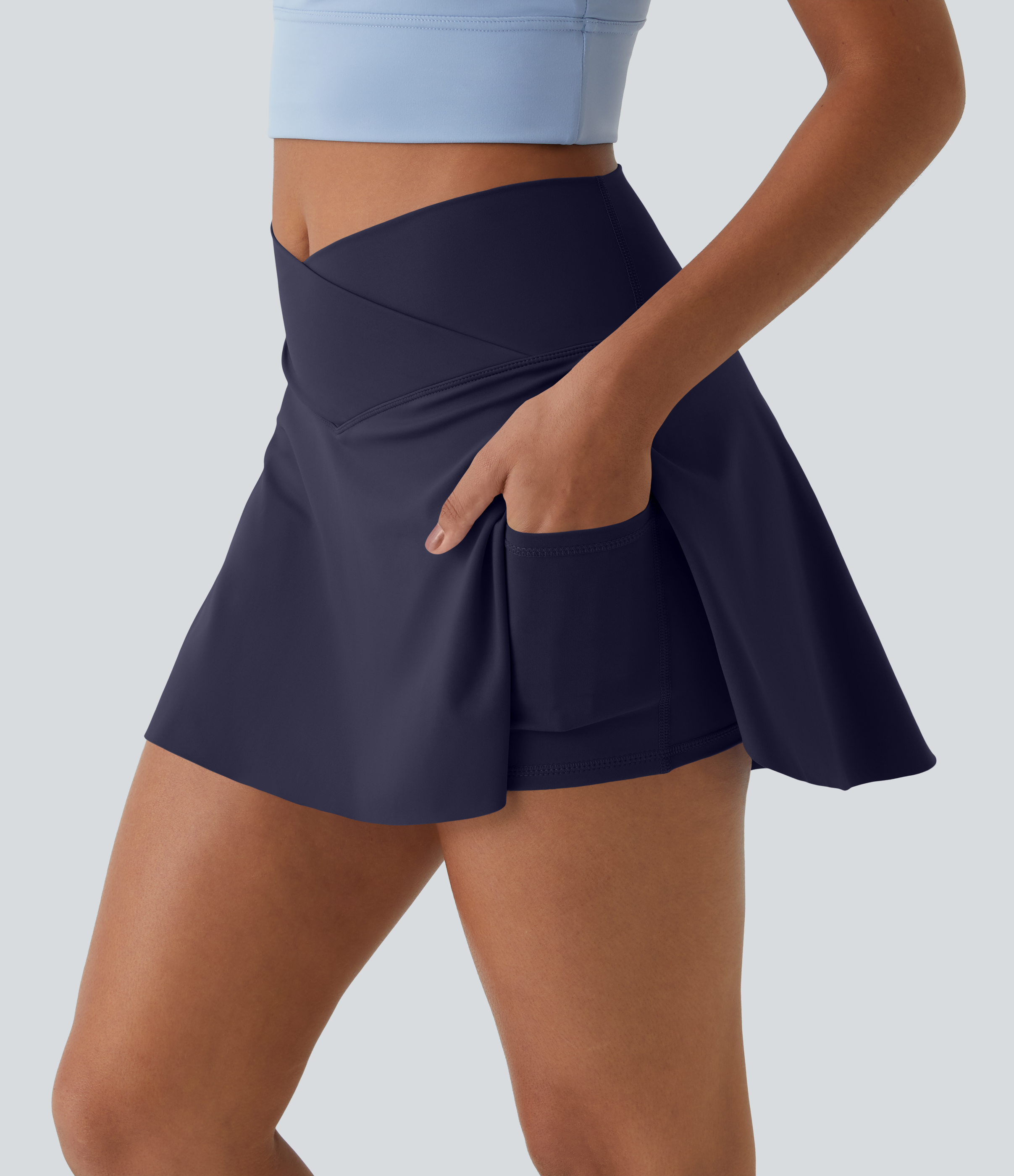 Everyday SoftlyZero™ Airy Crossover 2-in-1 Side Pocket Cool Touch Mini Tennis Skirt-Lucid-UPF50+