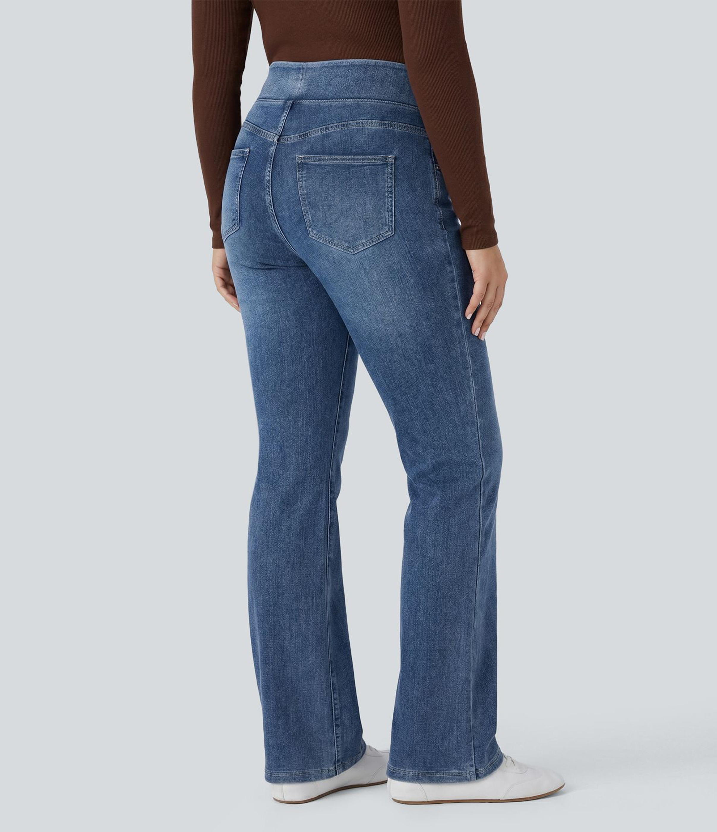 Royal Blue Denim Halara Flex™ High Waisted Pockets Washed Casual Bootcut Plus Size Jeans / 2