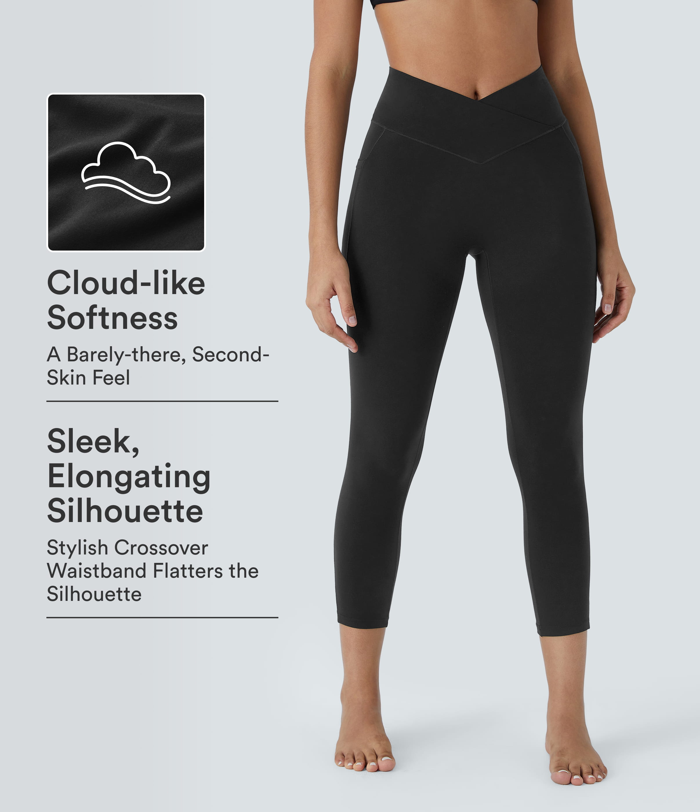 SoftlyZero™ High Waisted Crossover Pocket Capri Yoga Leggings-UPF50+