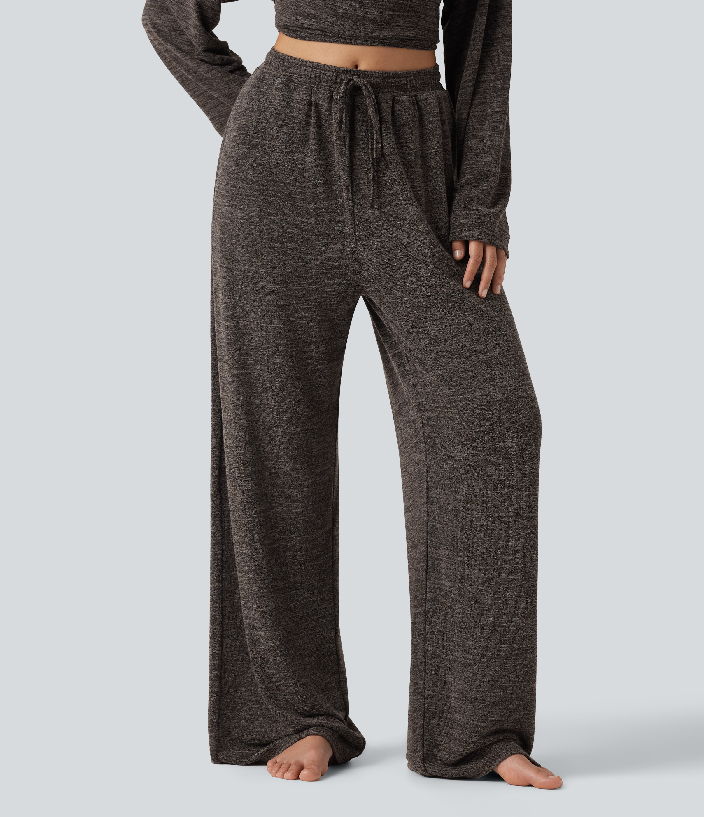 Mid Rise Drawstring Baggy Casual Pants with Pockets