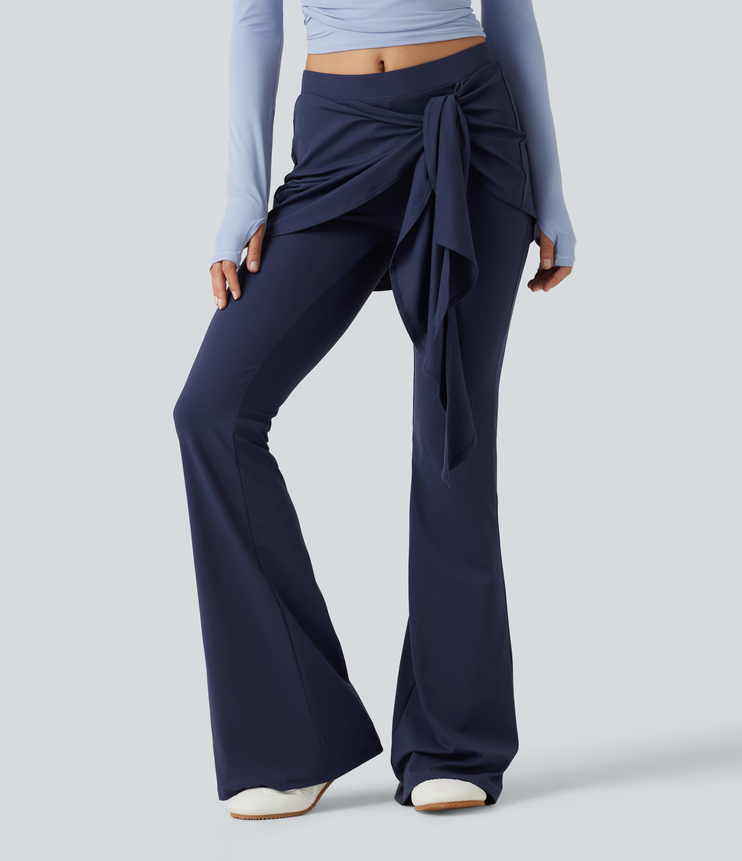 SoftlyZero™ Mid Rise Tie Front Flare Dance Leggings-UPF50+
